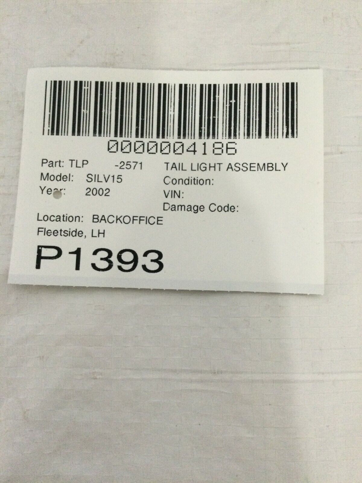 1999-2002 Chevrolet Silverado 1500 Left Driver Side Tail Light Lamp OEM 16524515