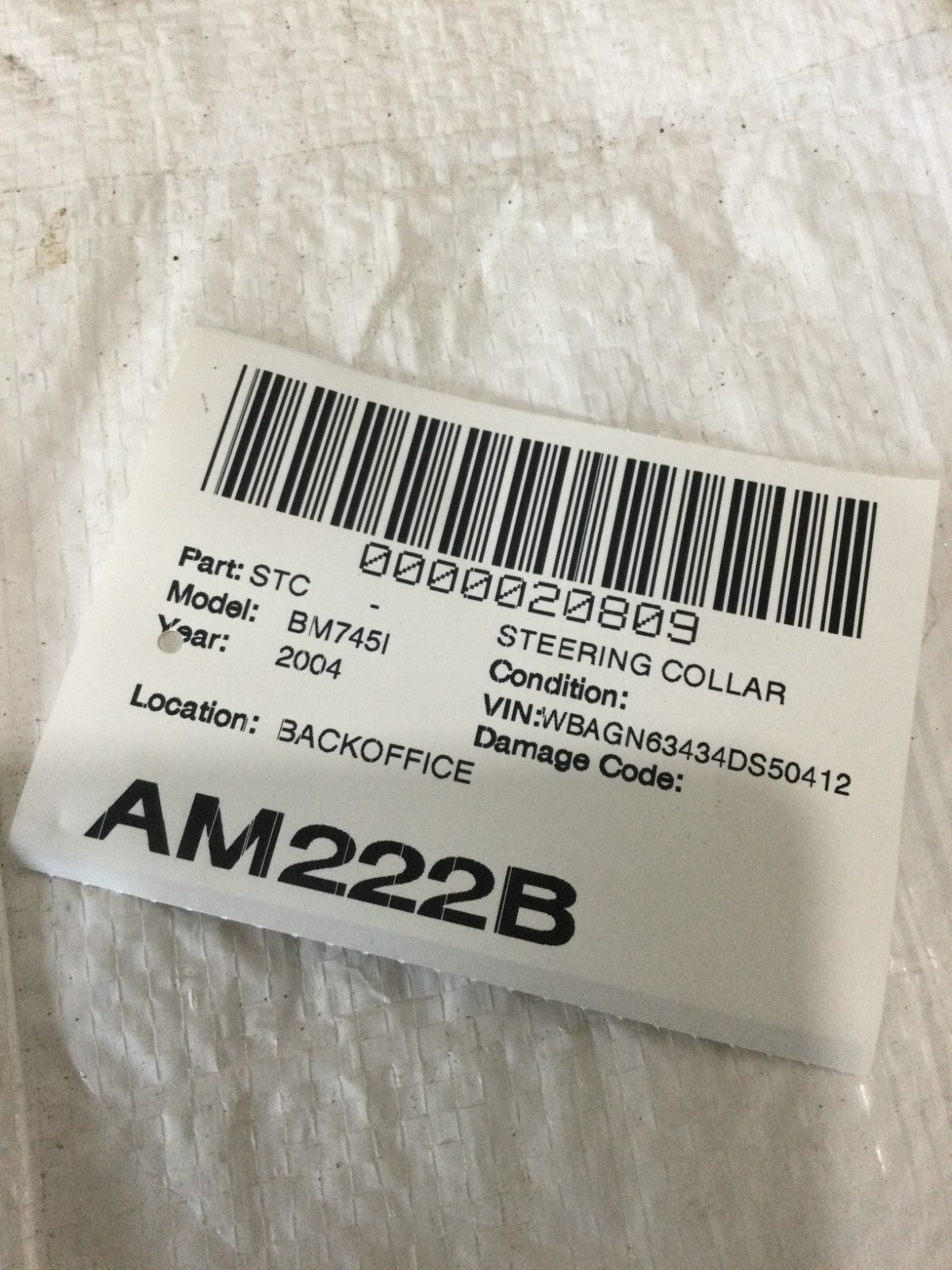 2004 BMW 745I Steering Collar OEM