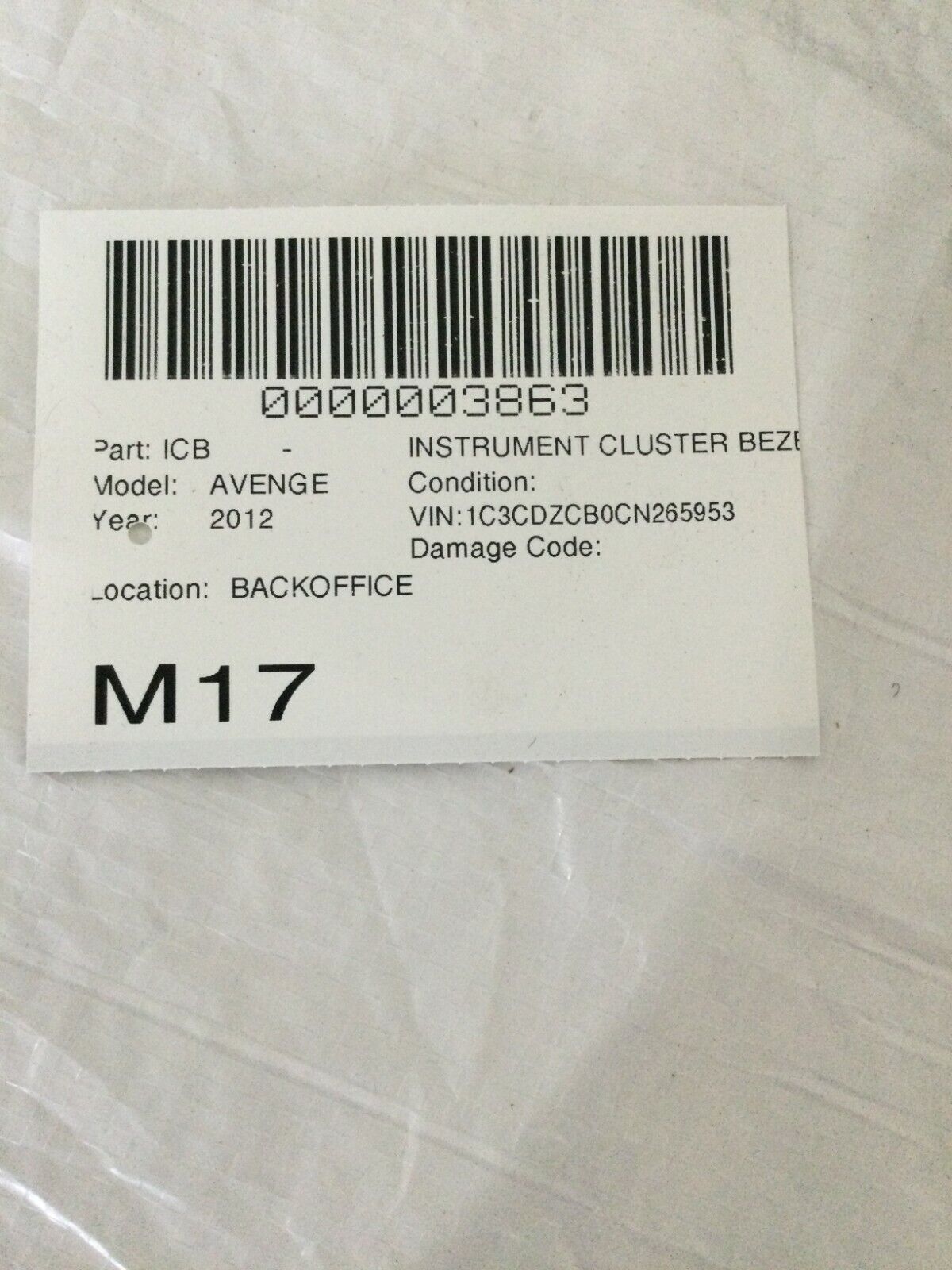 11-14 Dodge Avenger Speedometer Cluster Upper Shroud Trim Bezel OEM