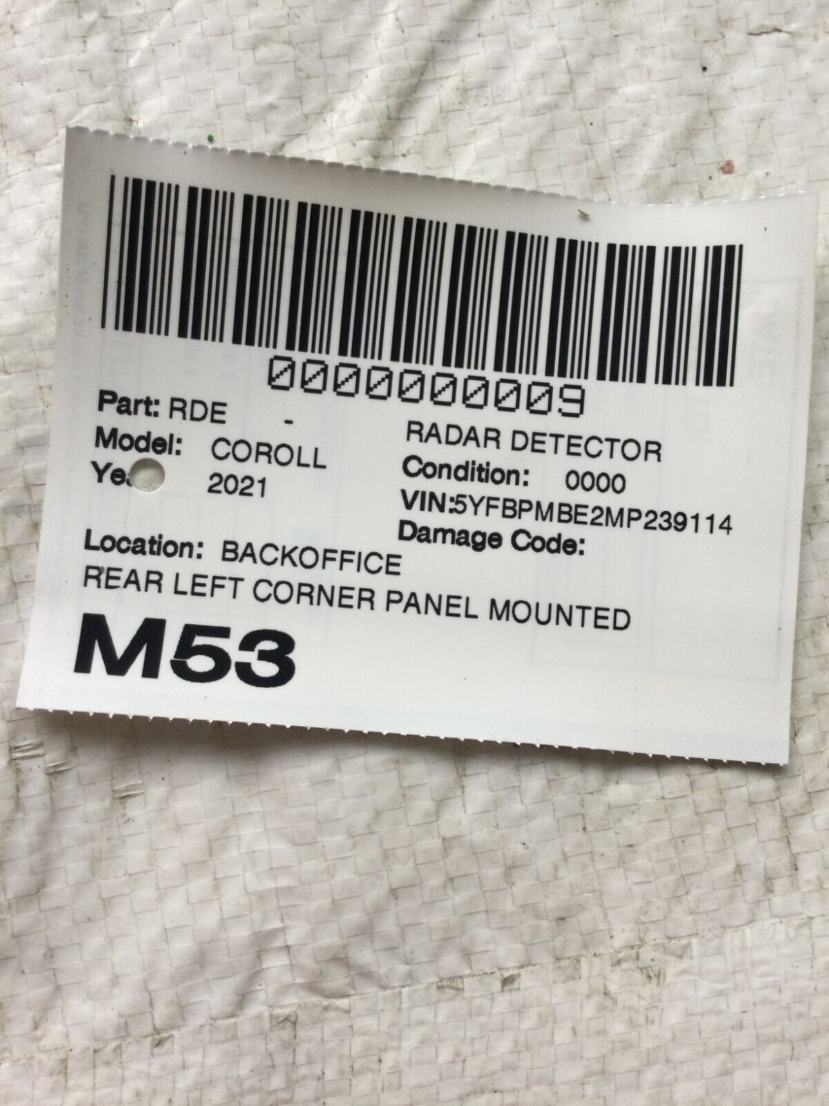 2020-2022 Toyota Corolla OEM Rear Left Blind Spot Radar Sensor 88162-02070 OEM