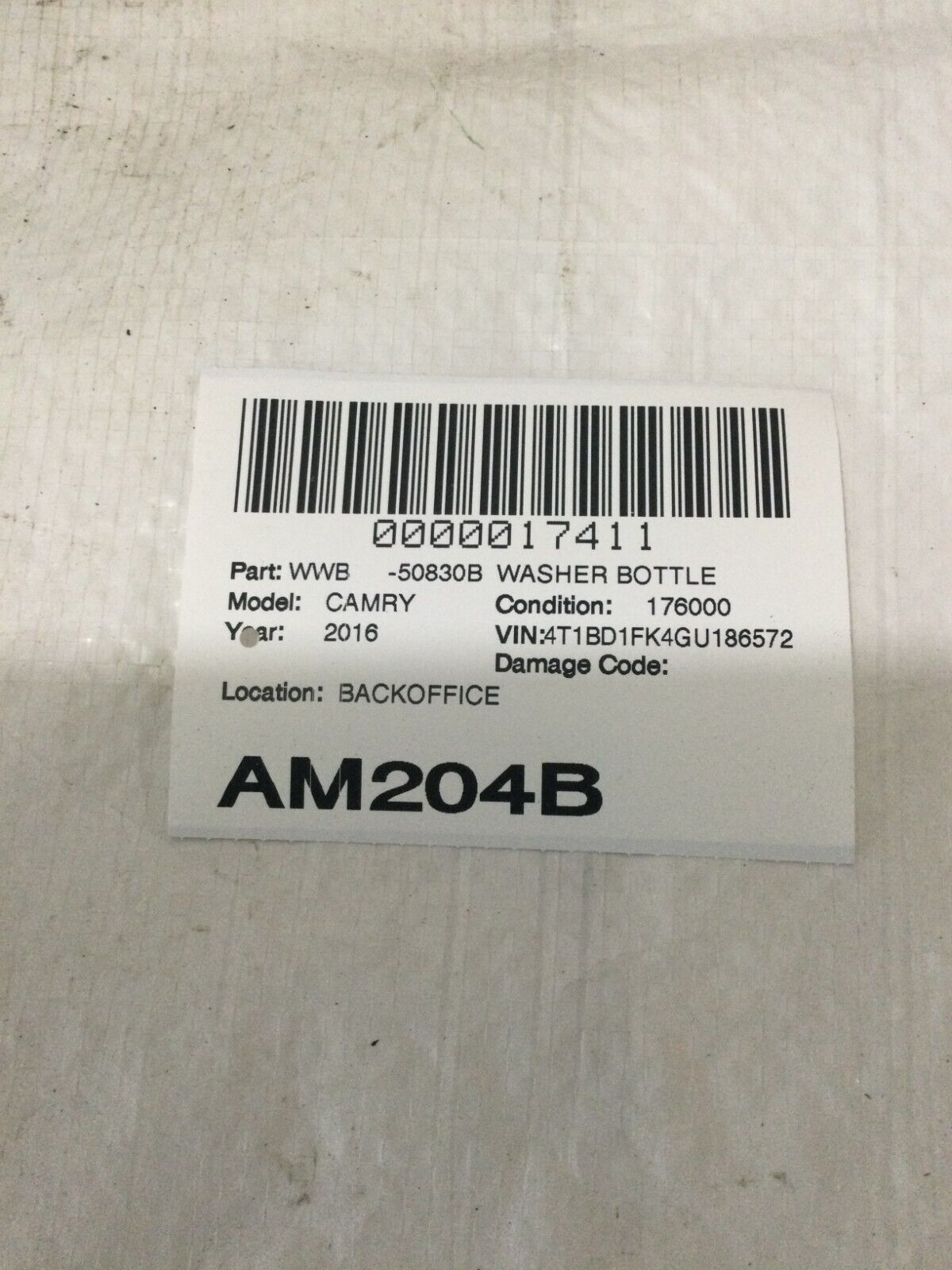 2016 Toyota Camry Washer Bottle Reservoir OEM
