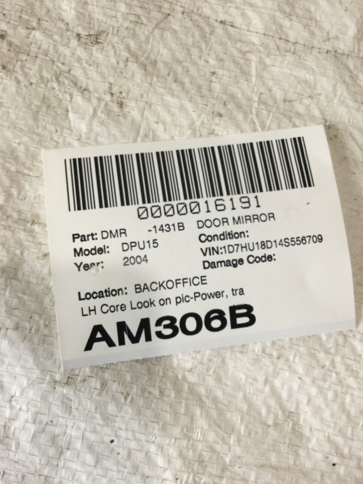 2004 Dodge Ram 1500 Left Side View Power Door Mirror OEM ( For Parts )