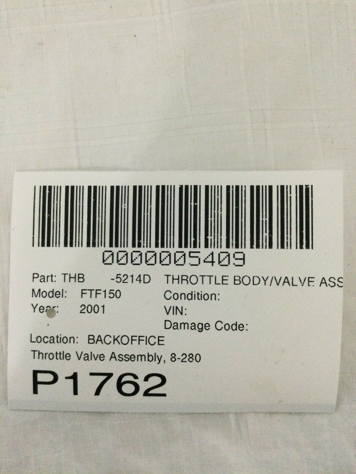 2001-2003 Ford F-150 F150 Throttle Body Valve Assembly OEM YL3U-AB