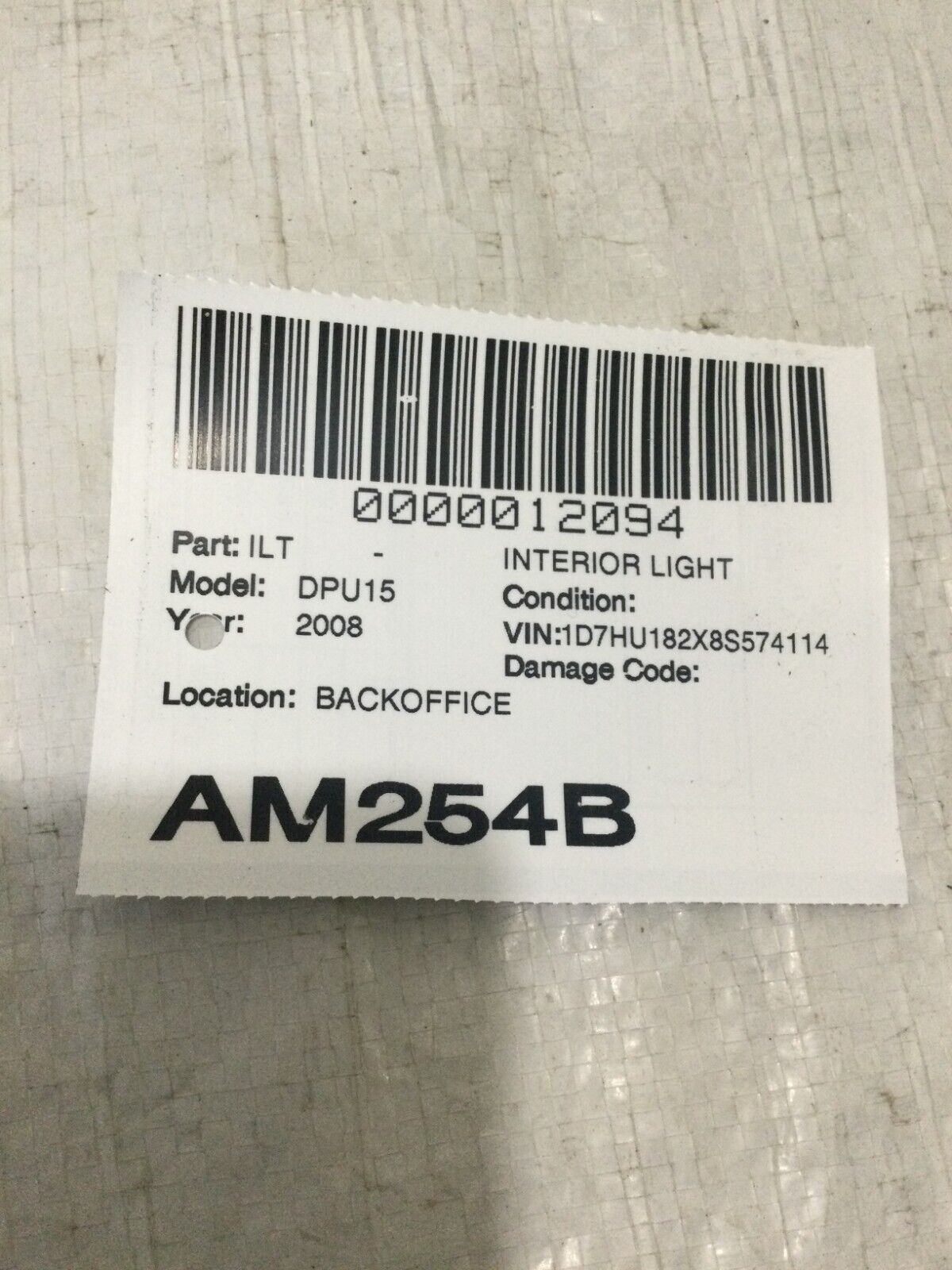 2007-2008 Dodge Ram 1500 Interior Dome Map Light OEM