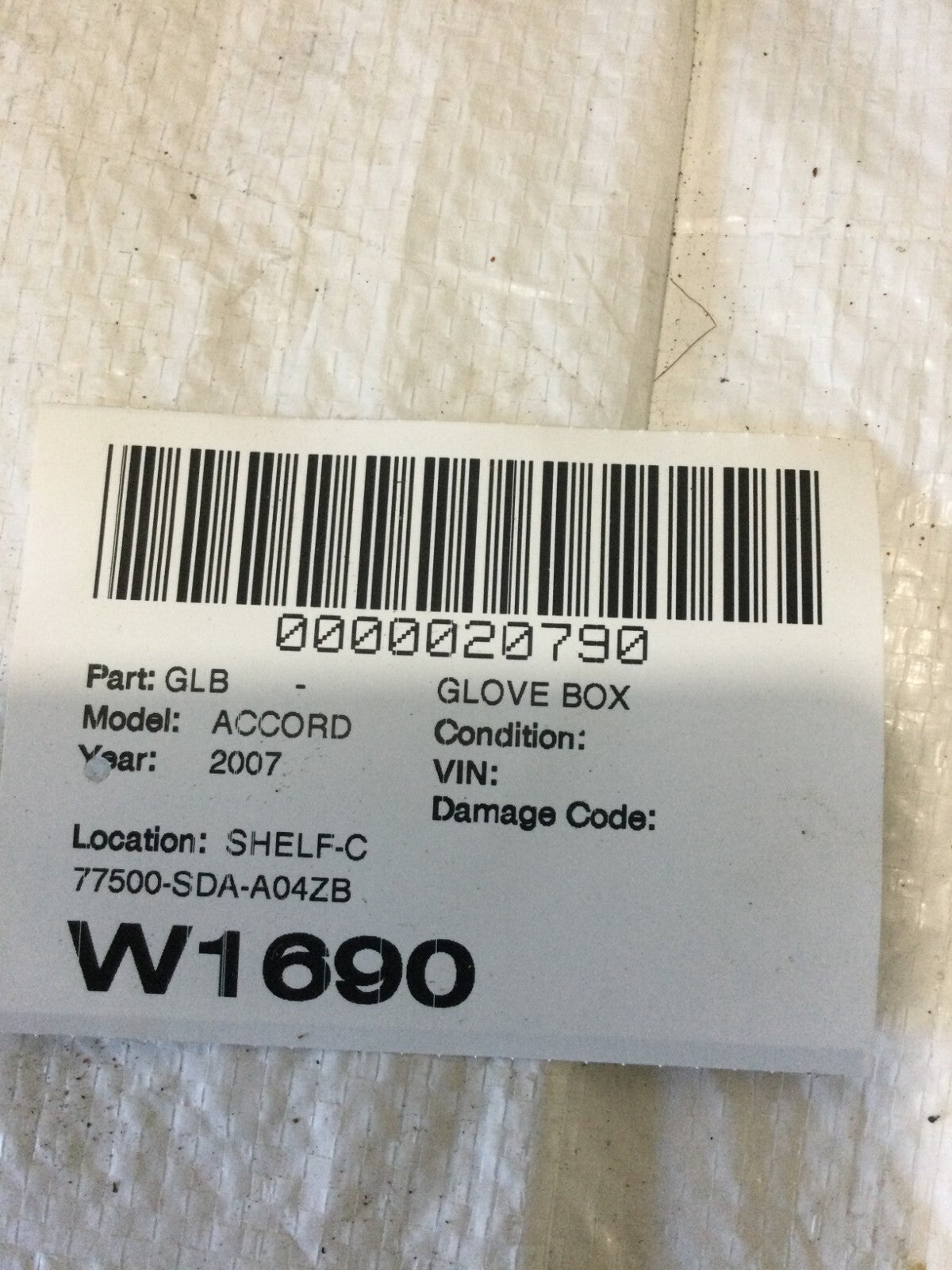 2003-2007 Honda Accord Glove Box Assembly Door Compartment Gray OEM