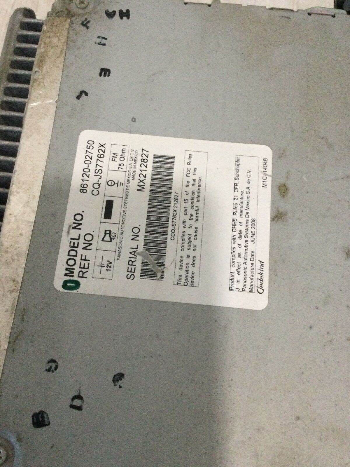 Toyota Corolla 2009 2010 2011 MP3 CD Player Radio Stereo 86120-02750 OEM