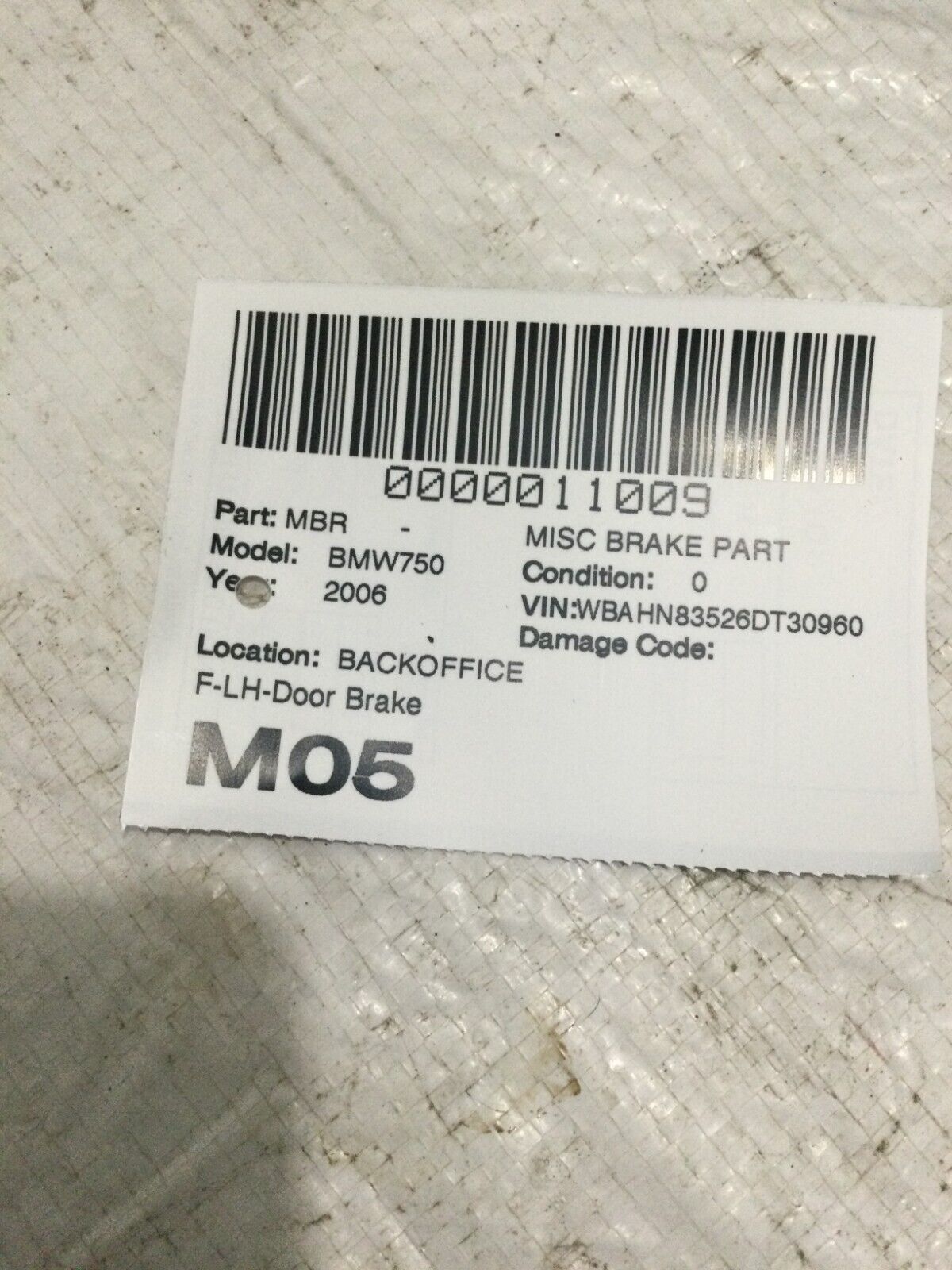 2006 BMW 750LI Front Left Door Brake OEM