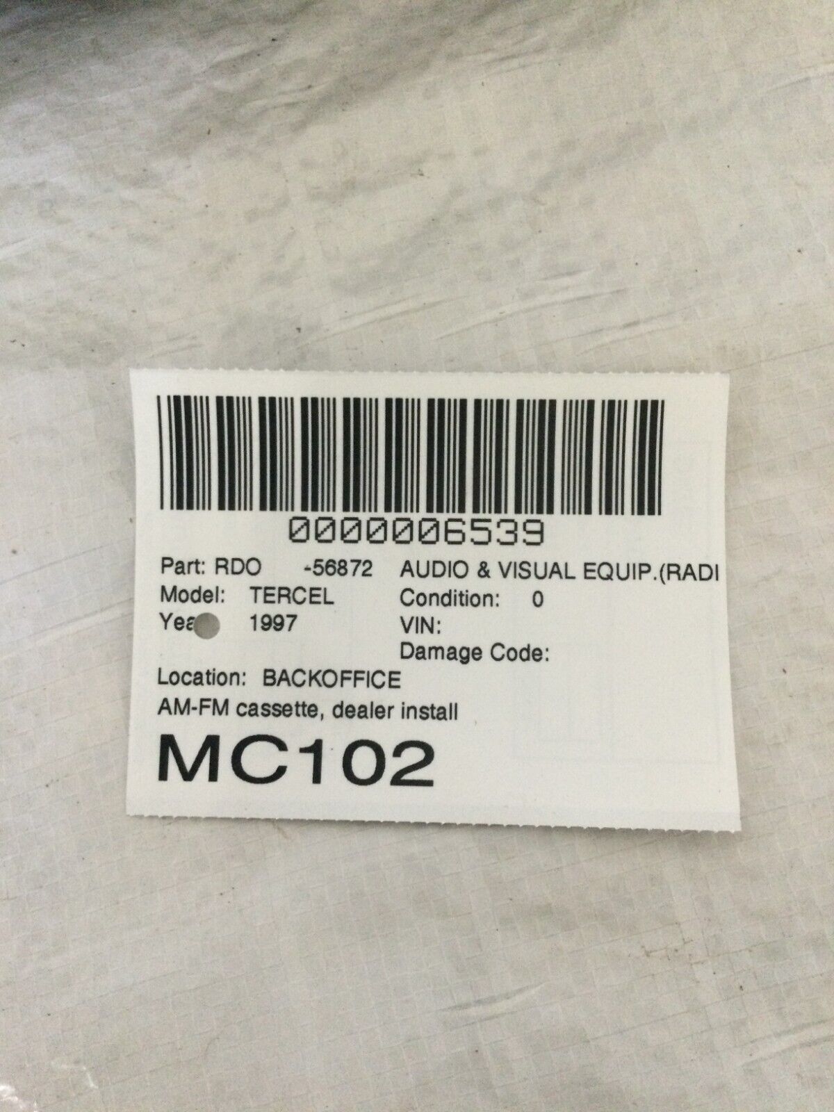 1997 Toyota Tercel Cassette AM FM Car Stereo OEM 08600-00866
