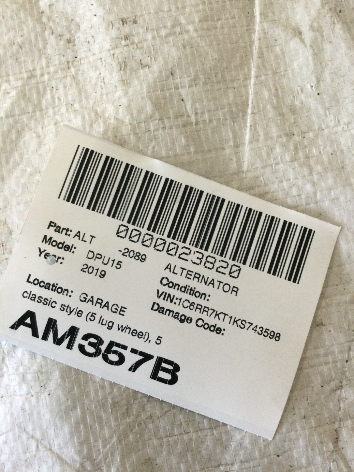 2019 Dodge Ram 1500 5.7L Alternator OEM 56029764AB