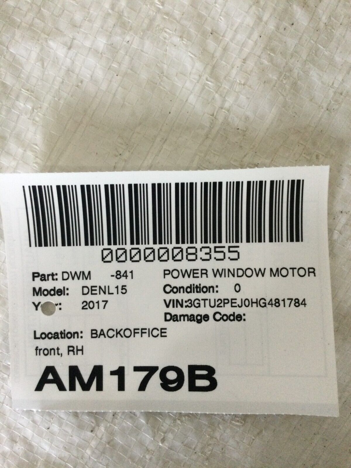 2017 GMC Sierra 1500 Front Right Power Window Motor OEM