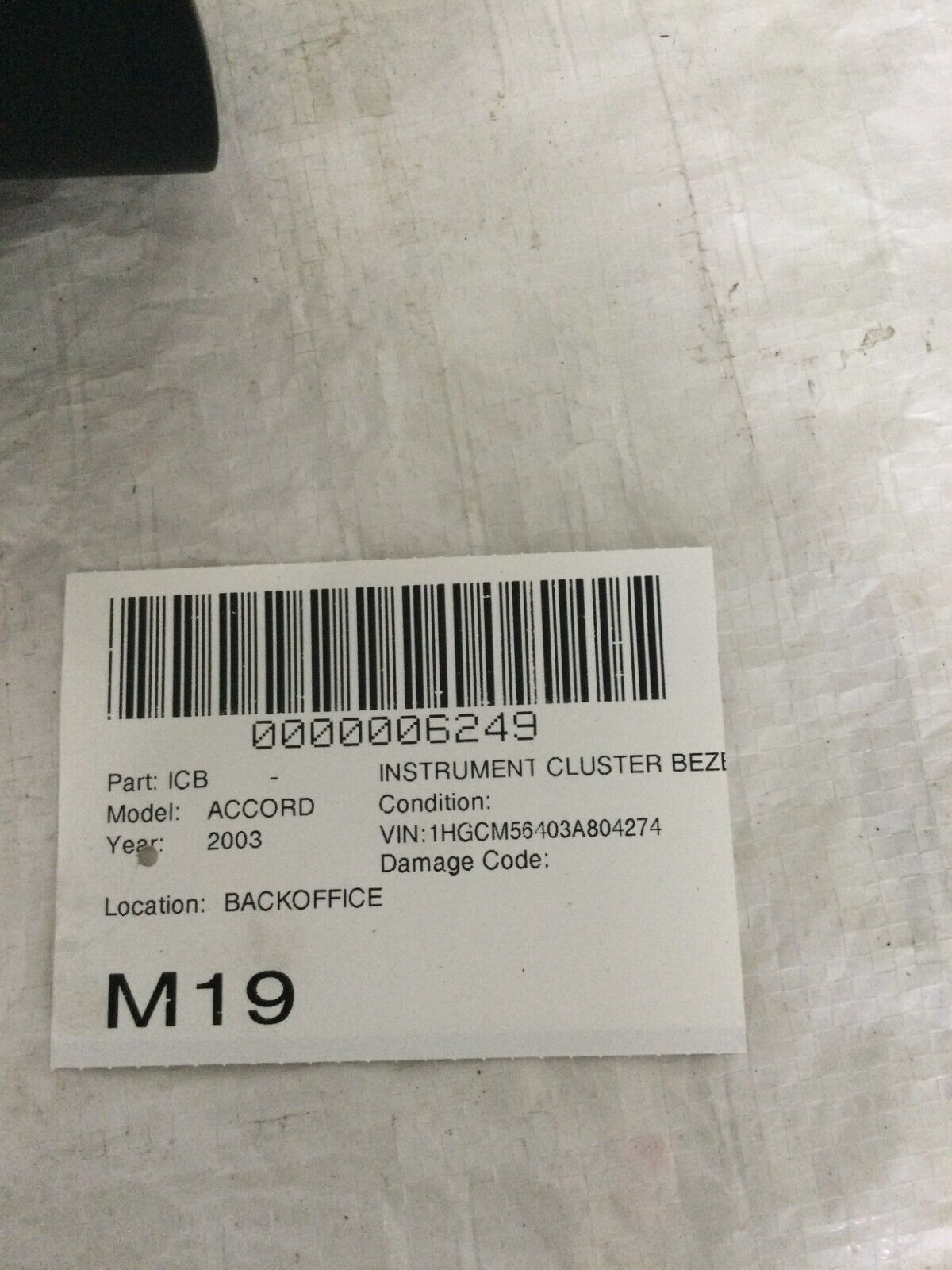 2003-2007 Honda Accord Speedometer Surround Trim Bezel OEM