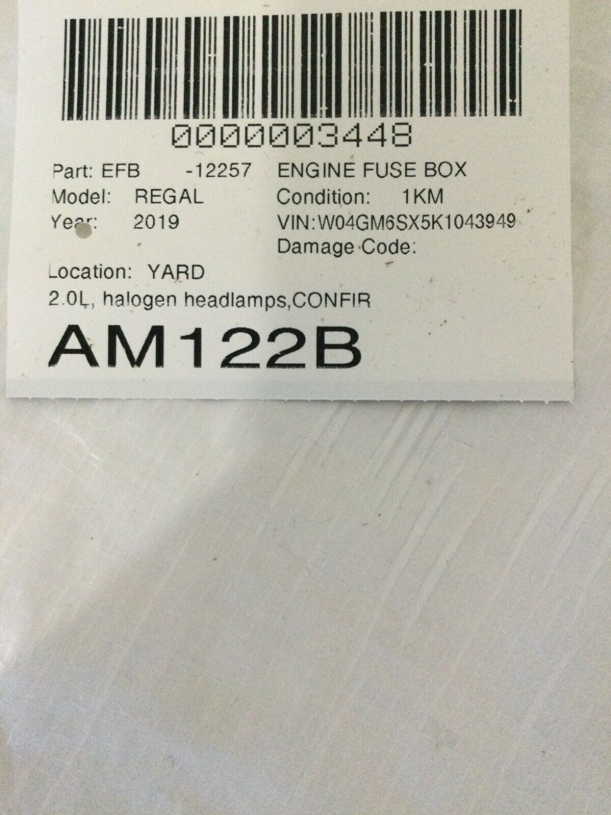 Buick 2018-2019 Regal Sportback 2.0L L4-Fuse Box Fuse & Relay Box 39116632 OEM