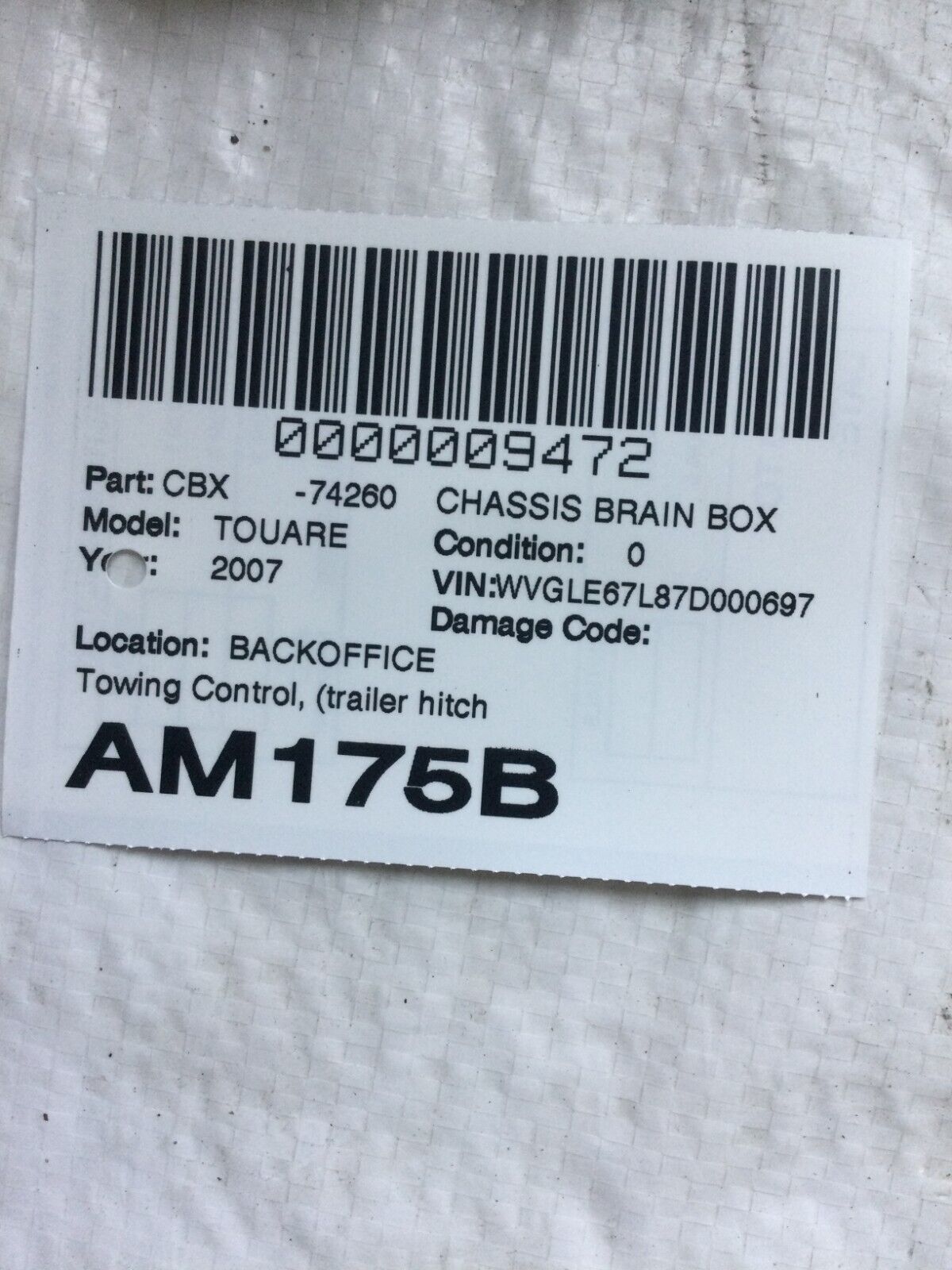 2007 Volkswagen Touareg Towing Trailer Control Module 7L0907383G OEM