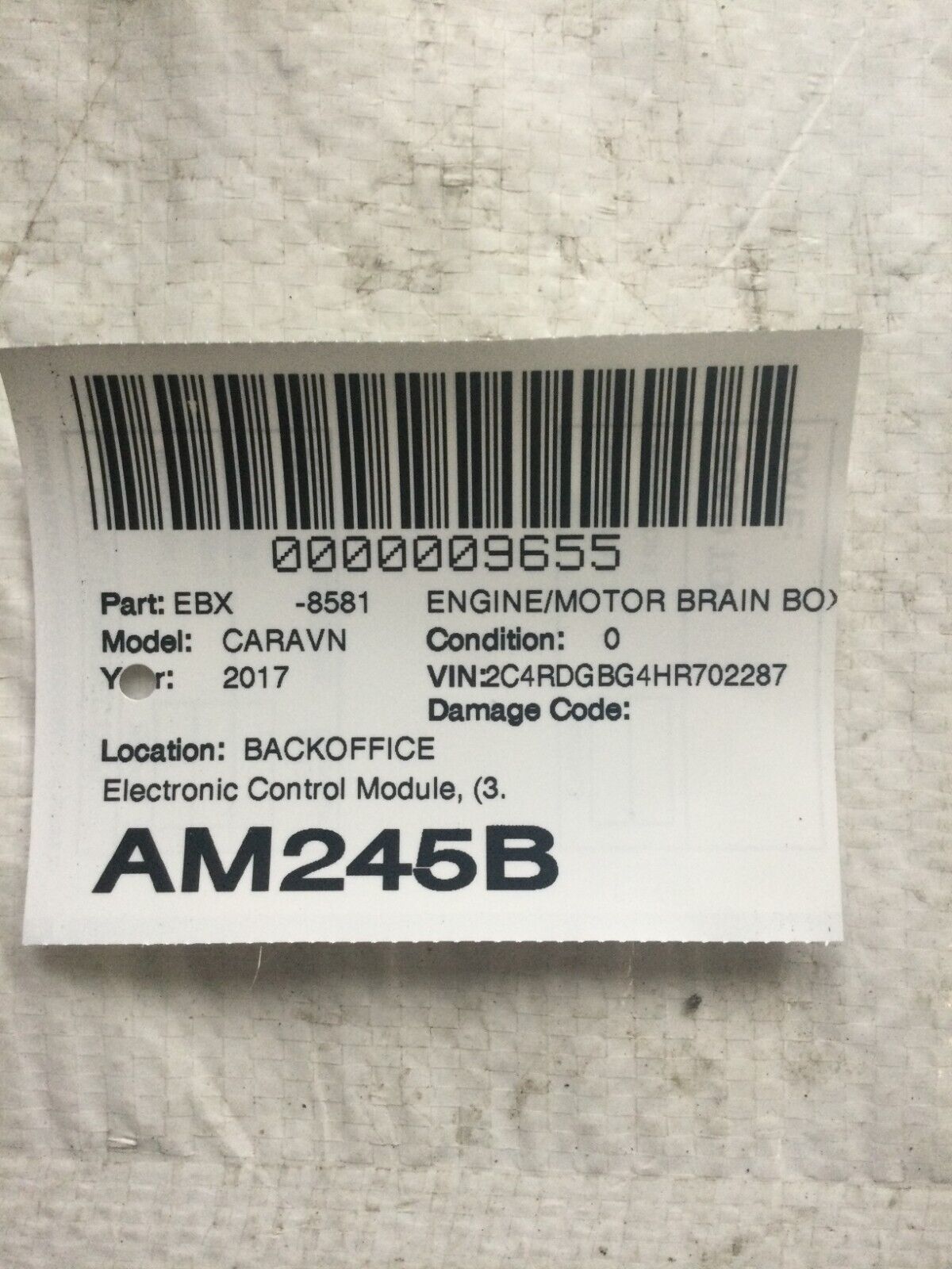 2016-2018 Dodge Grand Caravan Engine Computer Control Module ECU ECM 68243295AB