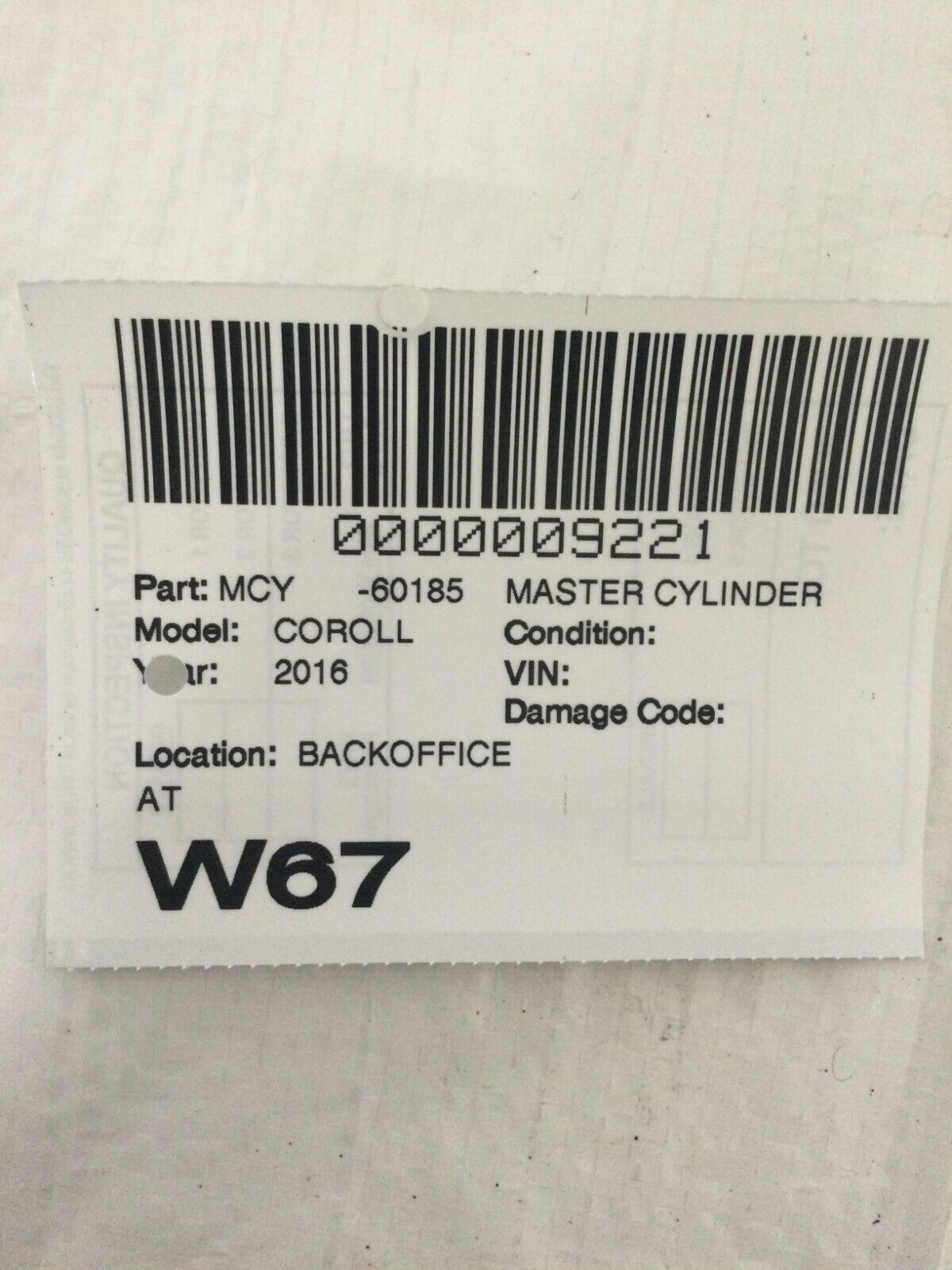 2016 Toyota Corolla Master Brake Cylinder W/ Reservoir OEM