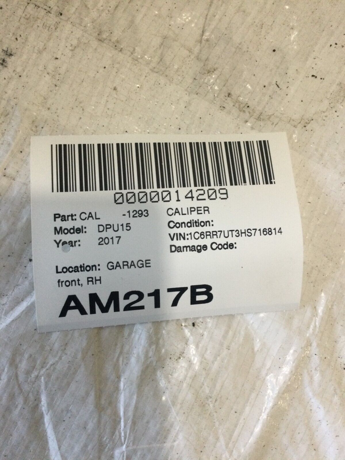 2017 Dodge Ram 1500 Front Right Break Caliper OEM