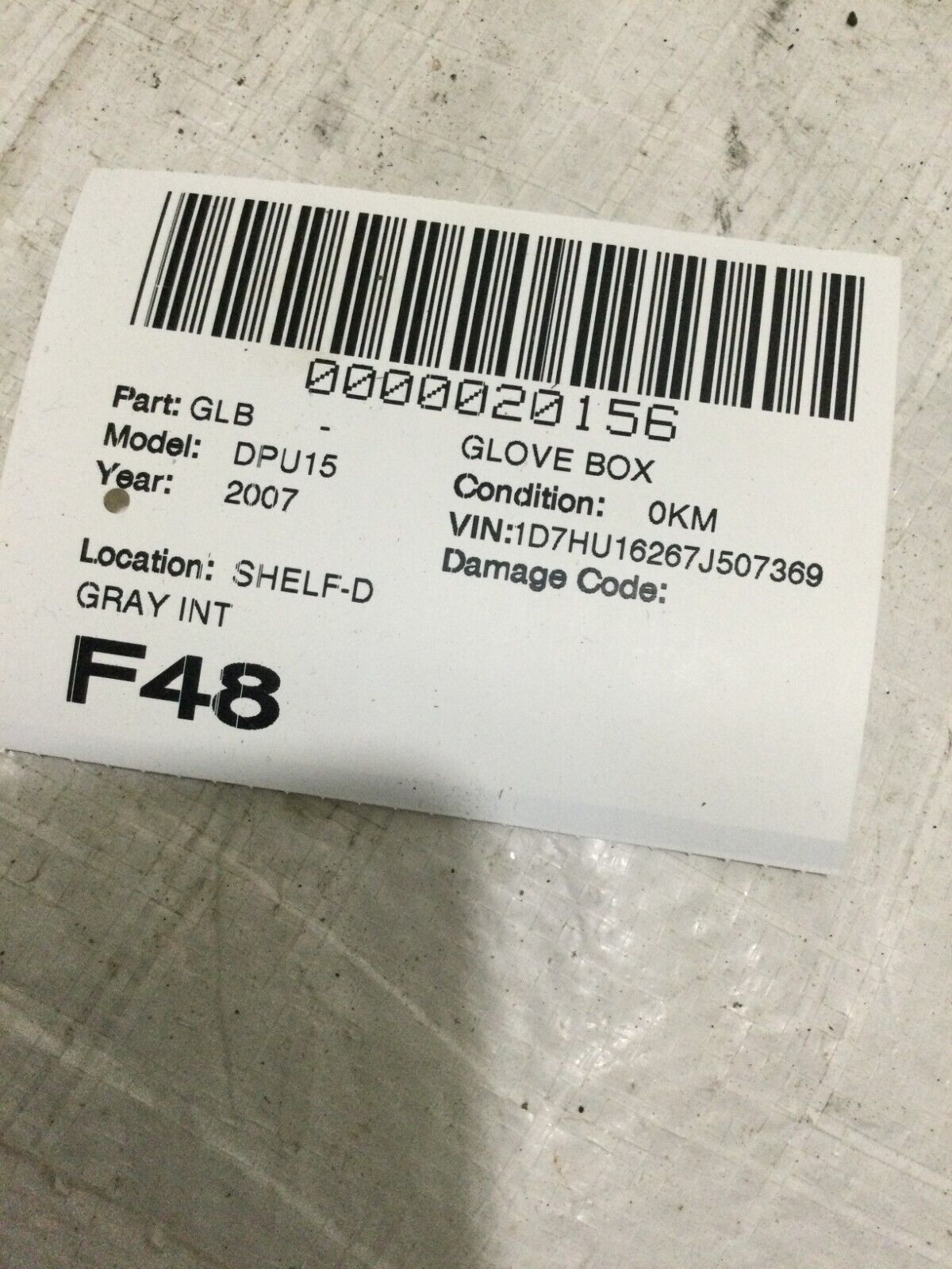 2007 Dodge Ram 1500 Glove Box Assembly OEM