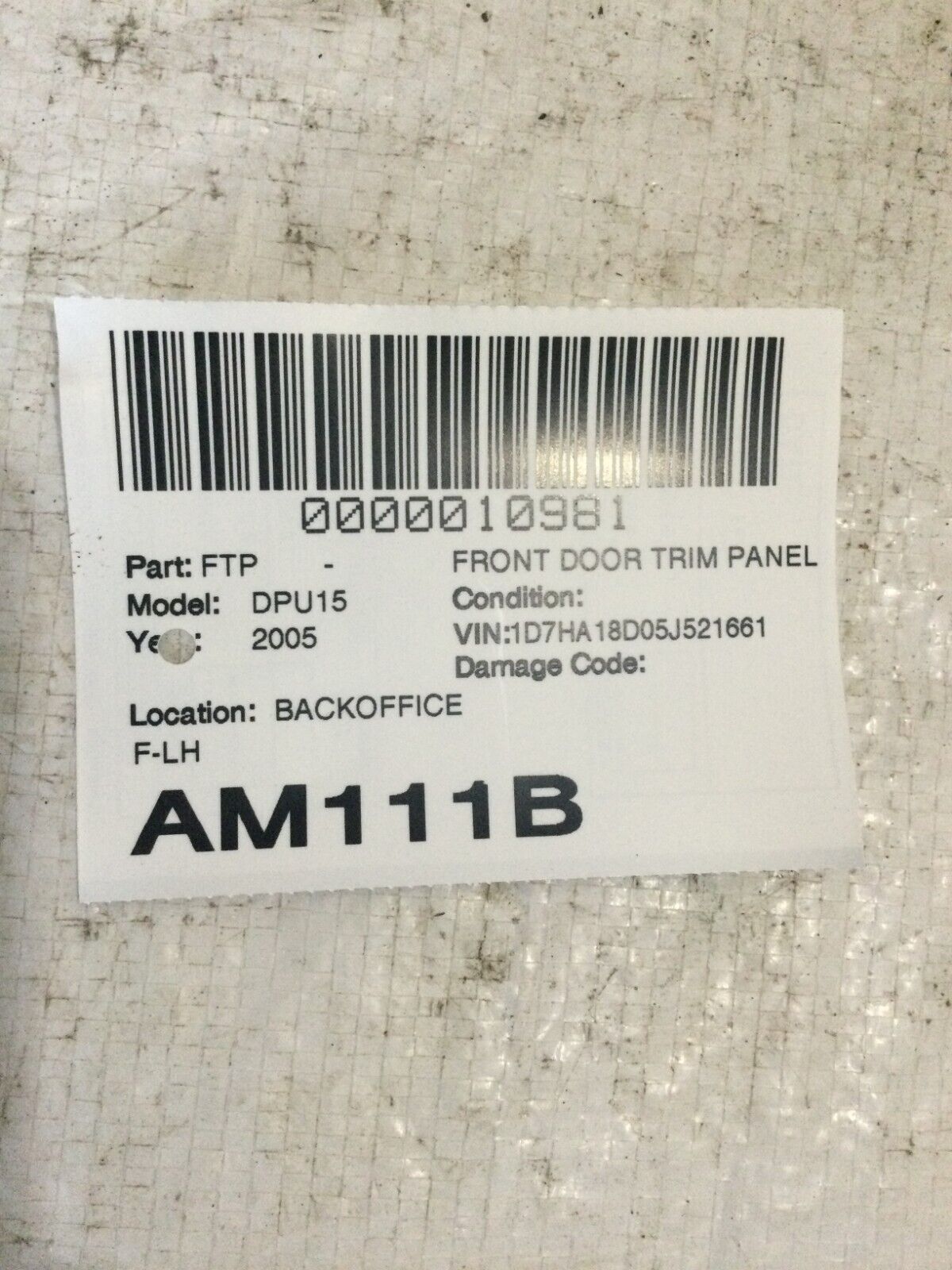 2002-2005 Dodge Ram 1500 Crew Cab Front Left Driver Door Trim Panel OEM