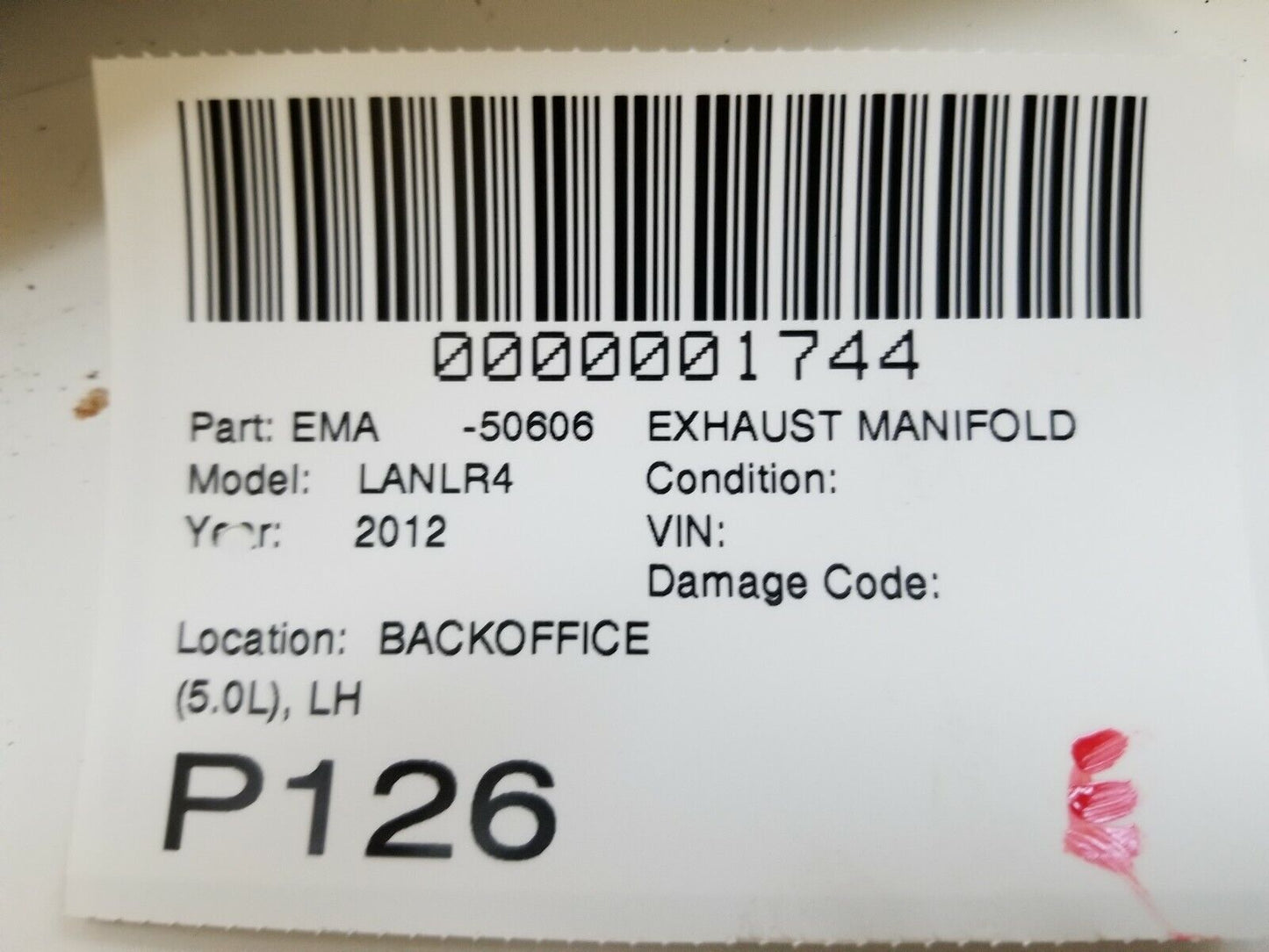 Land Rover LR4 2010-2013 OEM Engine Exhaust Manifold 5.0L V8 OEM 9H23-9431-BB LH