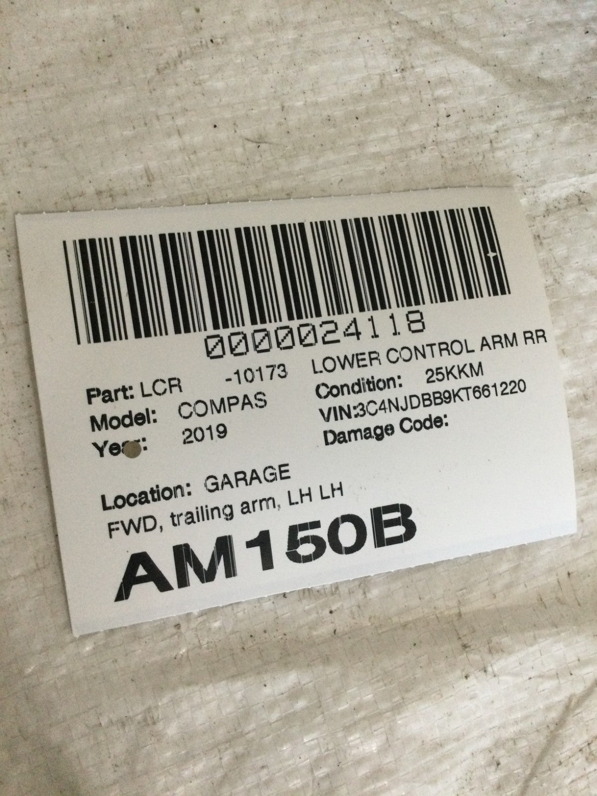 2017-2022 Jeep Compass Rear Left Lower Control Arm OEM 00519428550
