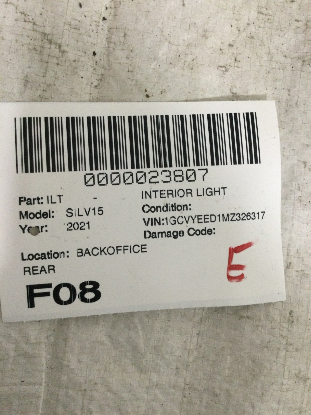 2021 Chevrolet Silverado 1500 Rear Dome Lamp Assembly OEM 84580394