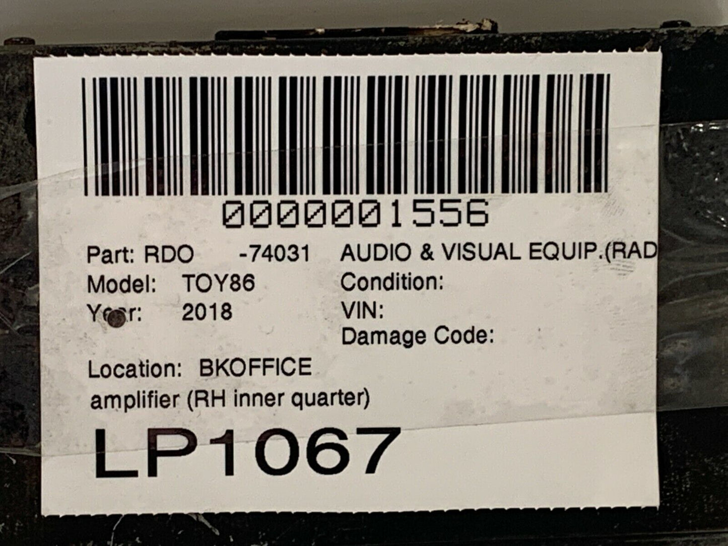 2018 Toyota 86 Audio Radio Amp Amplifier OEM