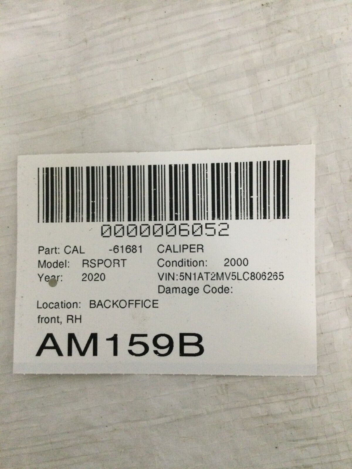 2020 Nissan Rogue Front Right Passenger Brake Caliper OEM