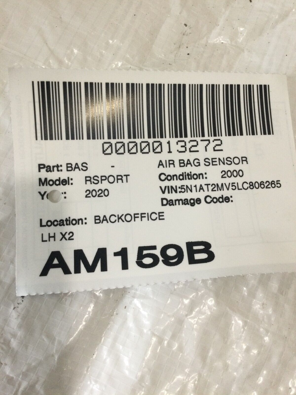 2020 Nissan Rogue SRS Sensor Left Set OF 2 OEM