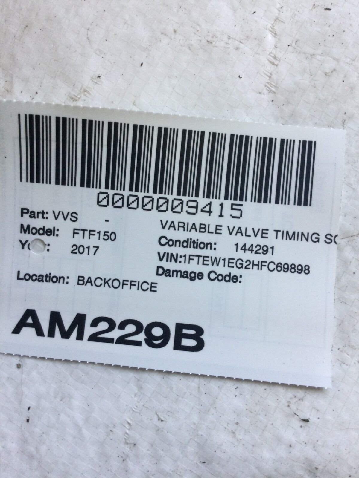 2017 Ford F150 F-150 Vacuum Solenoid Purge Valve 9L14-9H465-BA OEM