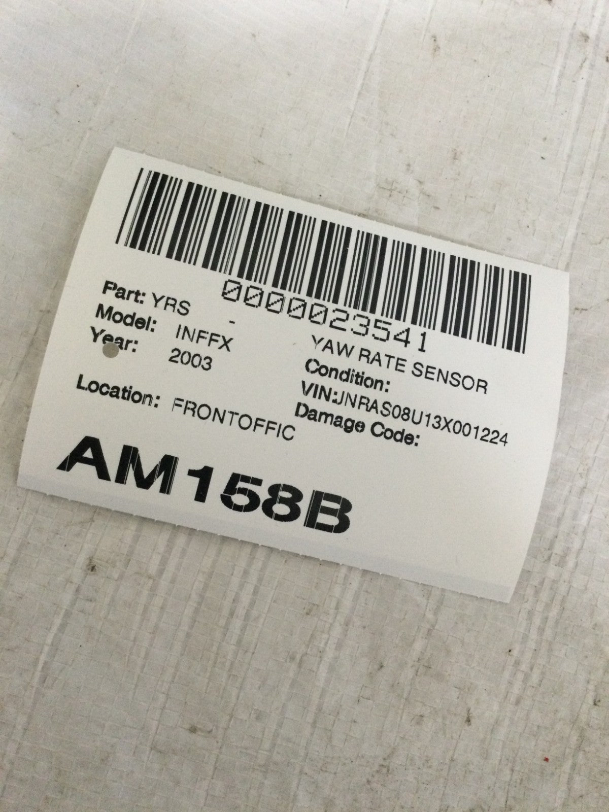 2003 Infiniti FX35 3.5L Yaw Rate Sensor OEM 448801001034