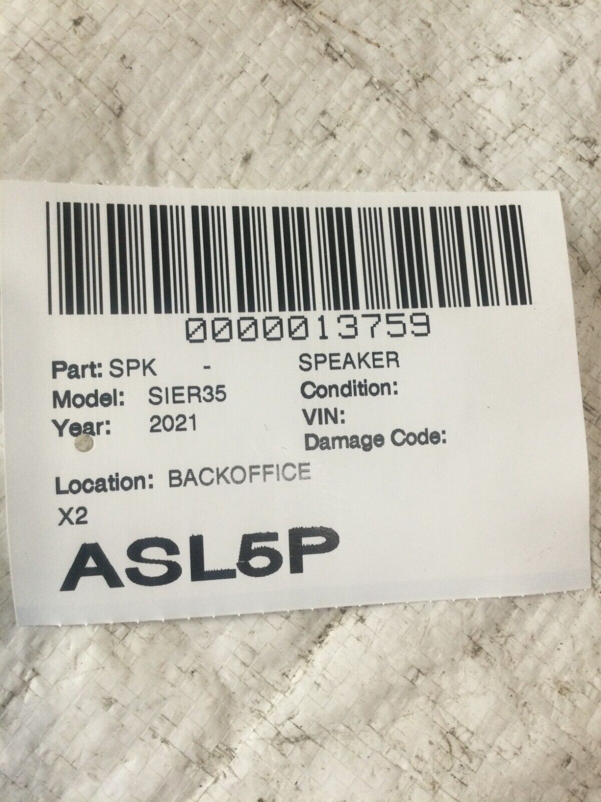 2021 GMC Sierra 3500 Tweeter Speaker Set OEM