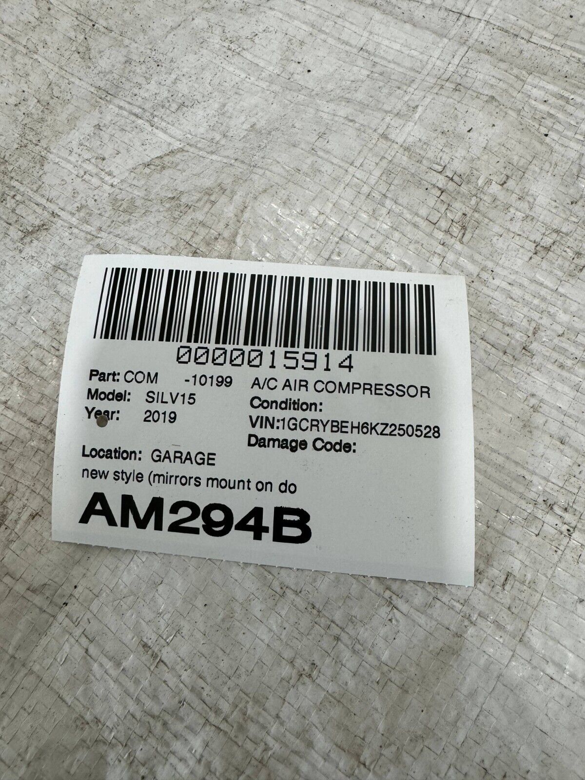 2019 Chevy Silverado 1500 A/C Air Conditioning Compressor Pump OEM 84381868