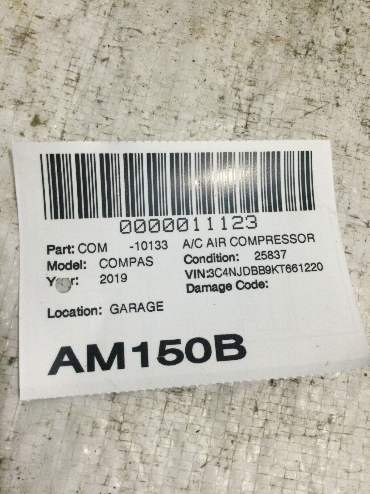 2019 Jeep Compass OEM A/C Air Conditioning Compressor 25K 68284438AA 2017-2019