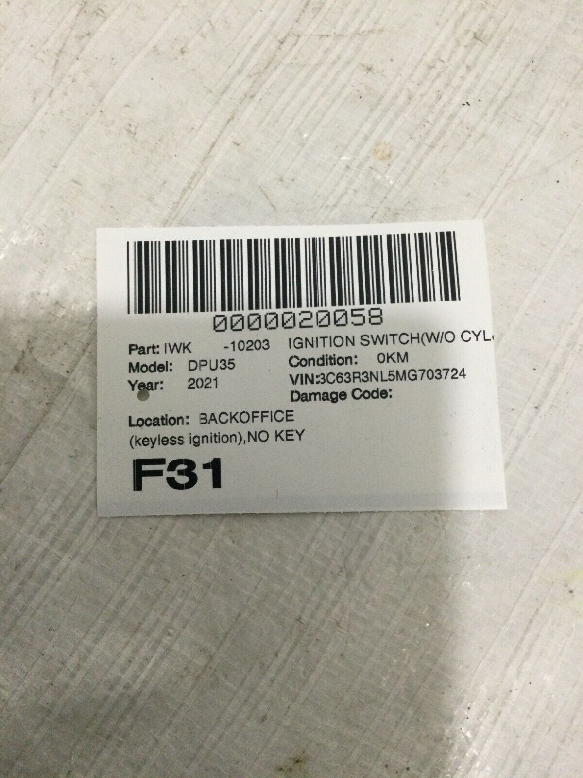 2021 Ram 3500 Longhorn Ignition Switch Control Button W/ Woodgrain Trim OEM