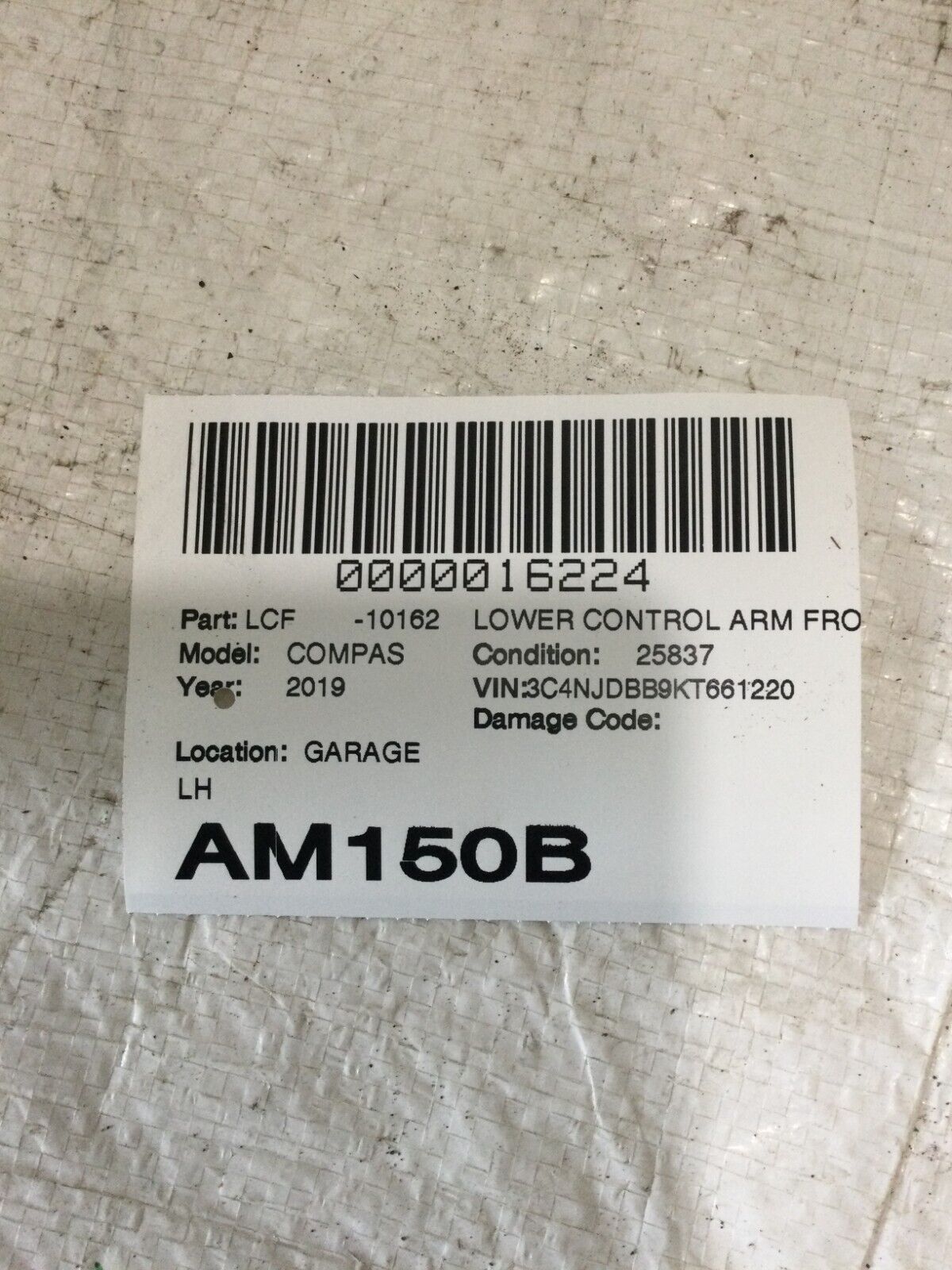 2017-2019 Jeep Compass Front Left Driver Side Lower Control Arm OEM