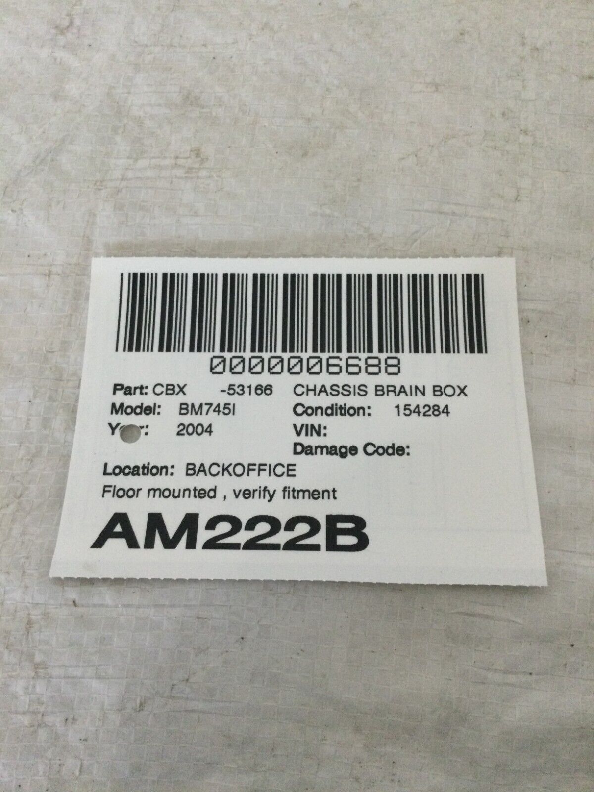 2004 BMW 745i E65/E66 SRS Control Module OEM 6929553