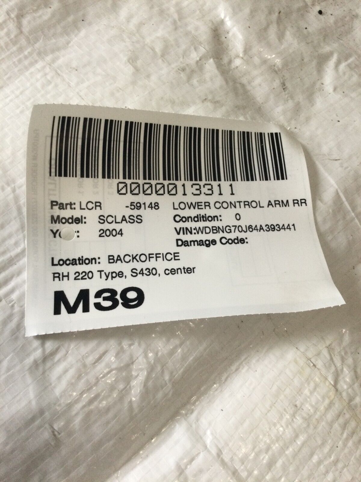 2004 Mercedes Benz S430 Rear Right Lower Control Arm OEM