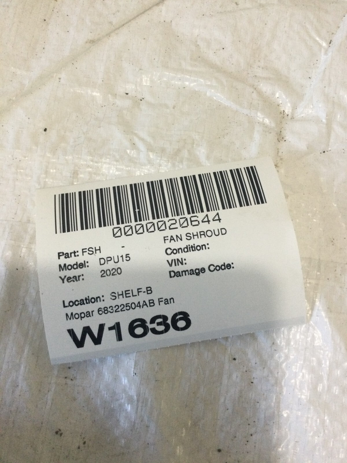 2020 Ram 1500 Fan Shroud 68322504AB OEM