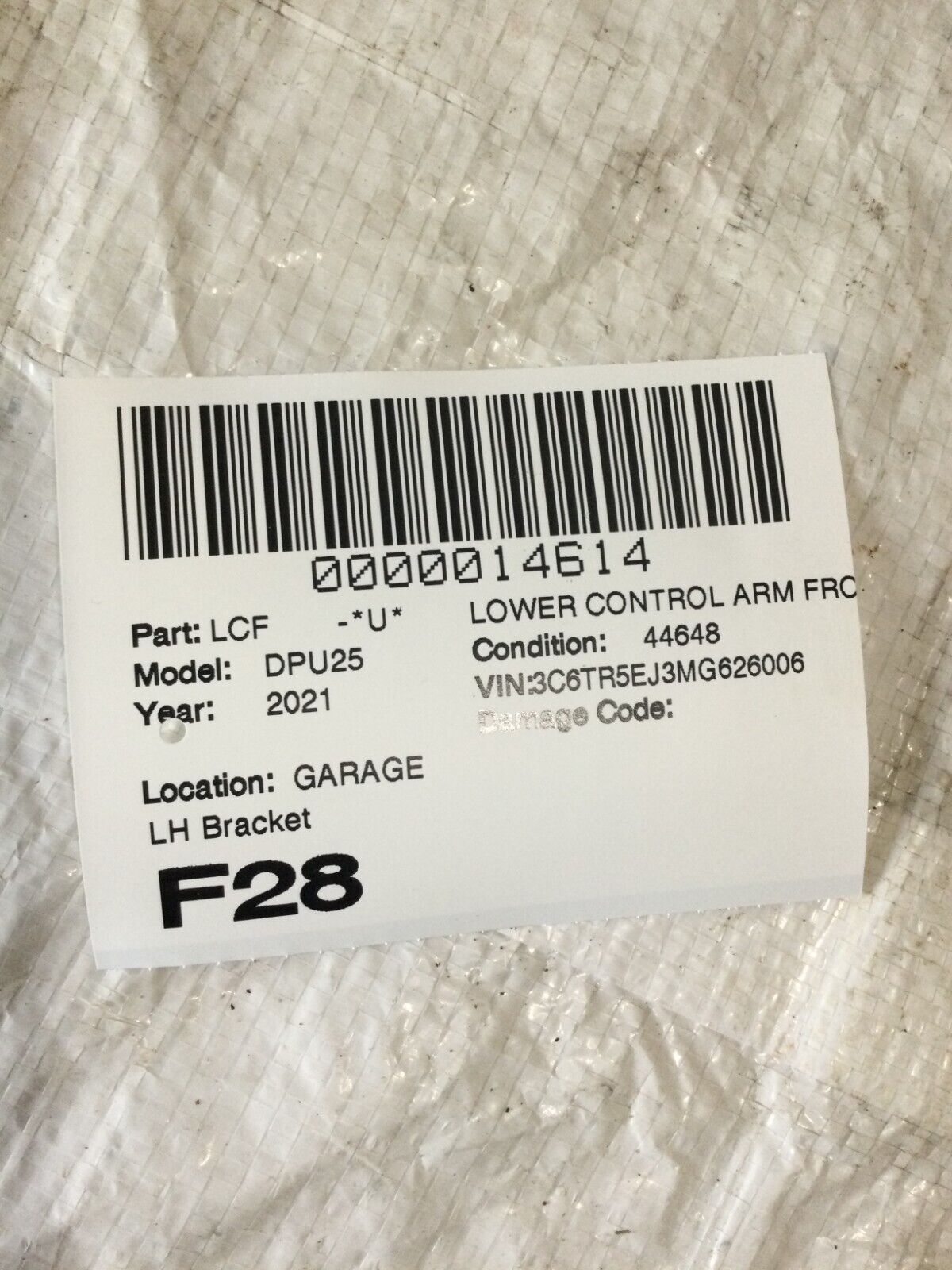 2021 Ram 2500 Front Left Lower Control Arm Bracket OEM