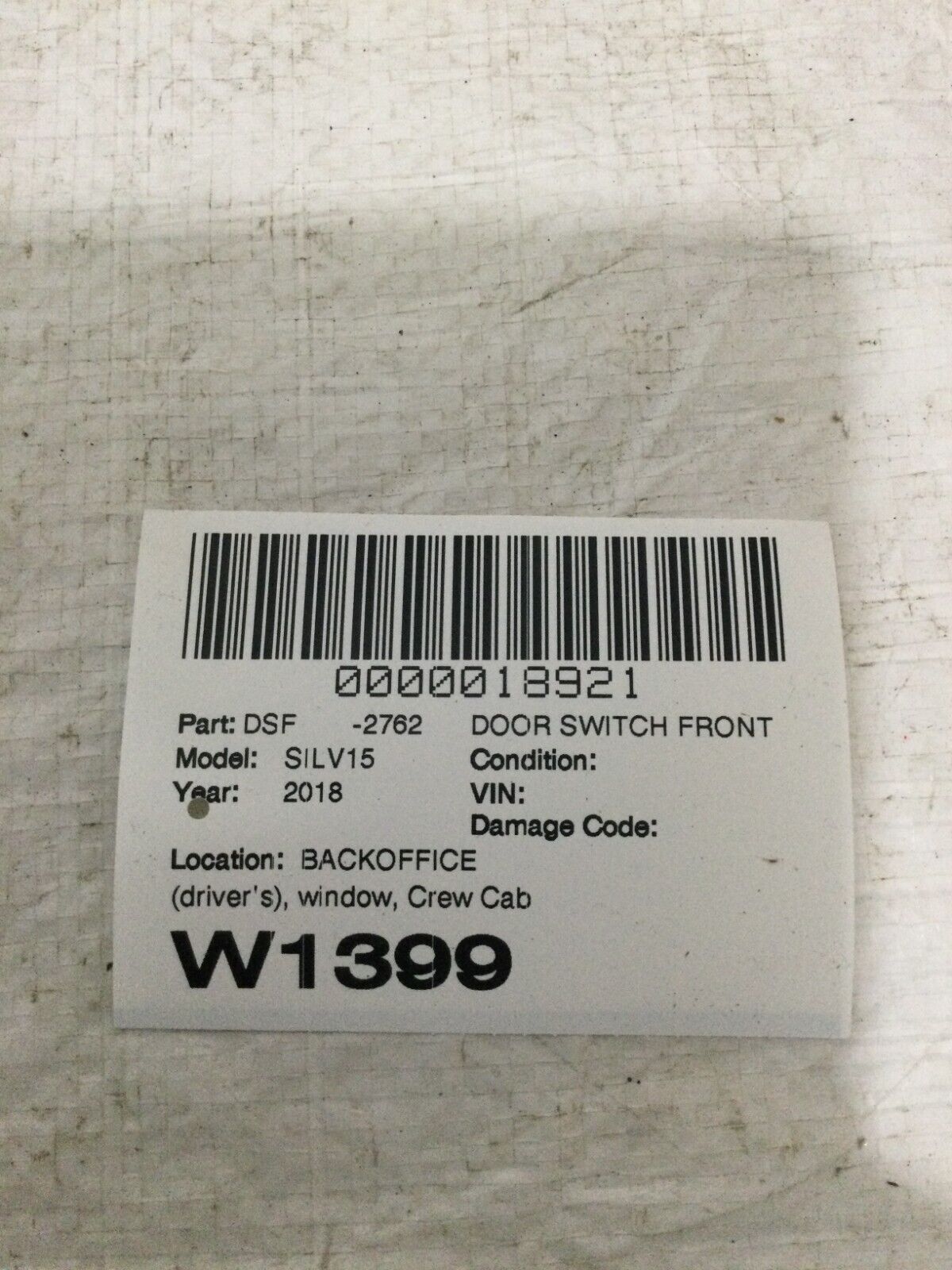 2018 Chevrolet Silverado 1500 Front Left Driver Side Power Window Switch OEM