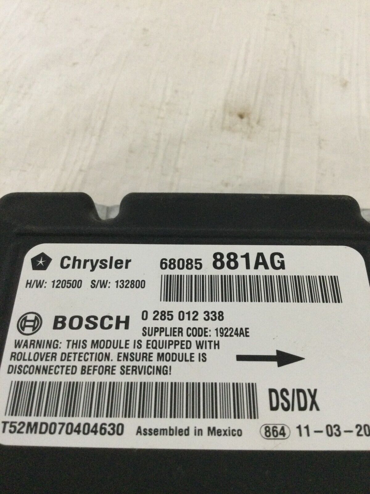 SRS Control Module 2014 Ram 1500 Pickup P68085881AG OEM