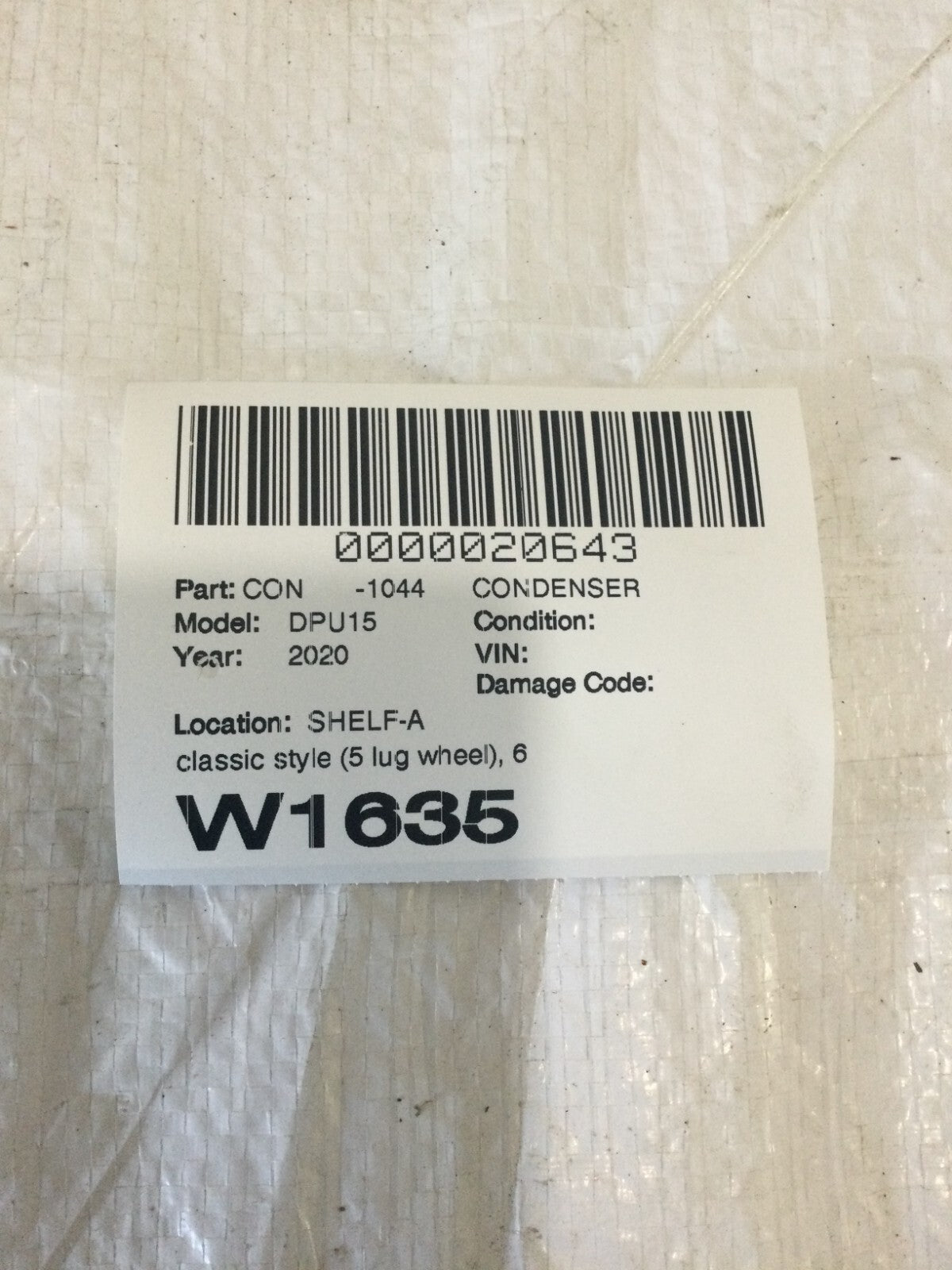 2020 Dodge Ram 1500 A/C Condenser OEM