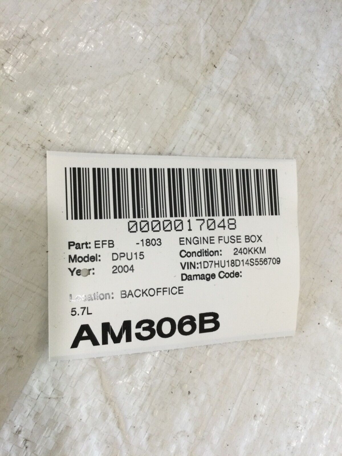 2004 Dodge Ram 1500 Engine Fuse Box Realy Module 56051039AD OEM