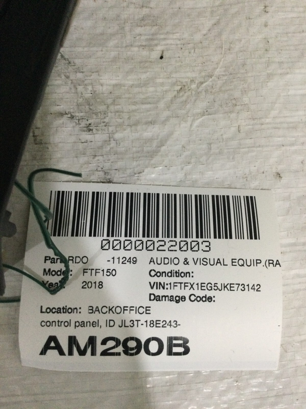 2018 Ford F-150 Audio & Climate Control Panel JL3T-18E243-BSH OEM