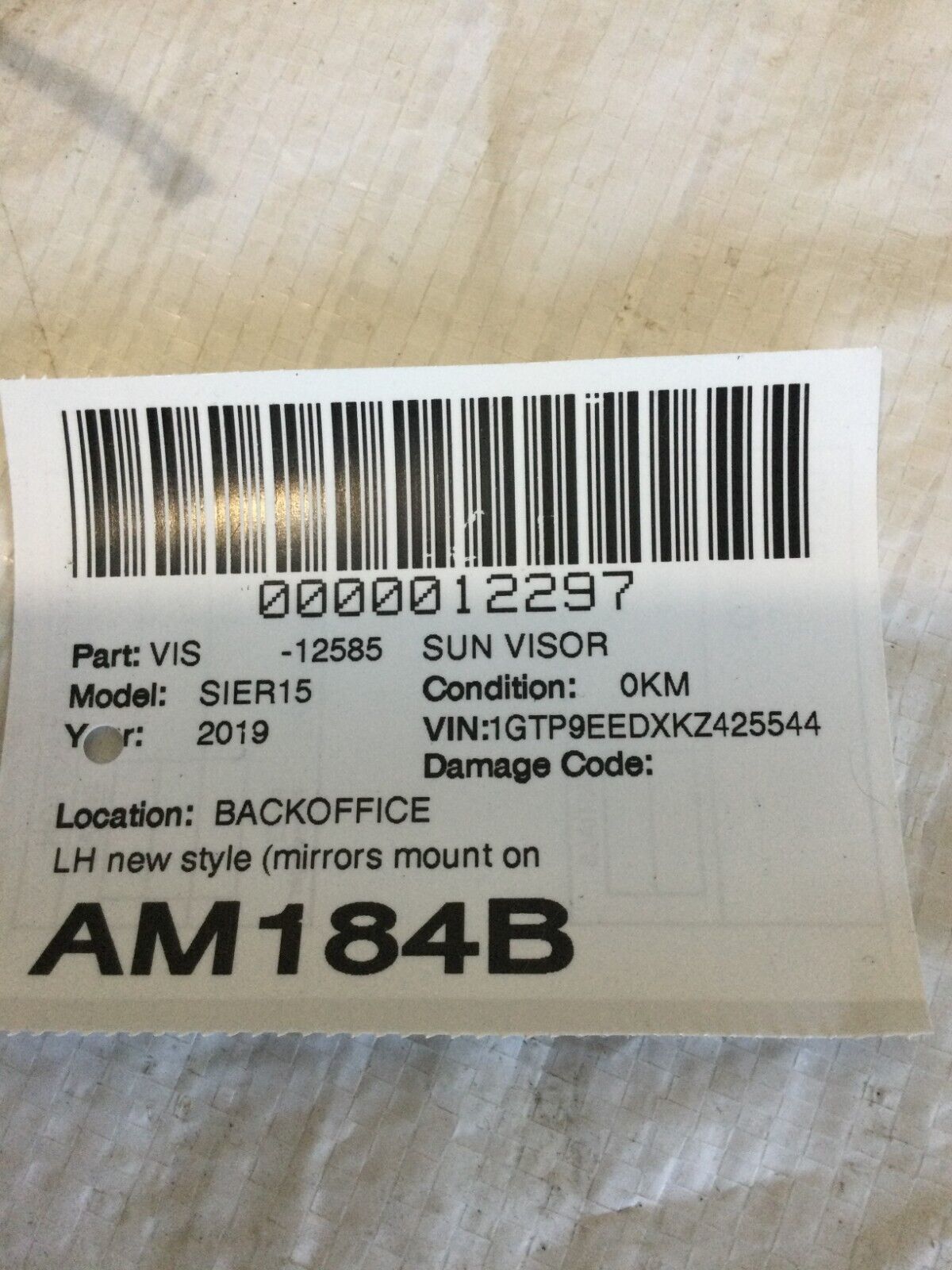 2019 GMC Sierra 1500 Sun Visor New Style Left Driver Side OEM LH DAMAGED MIRROR