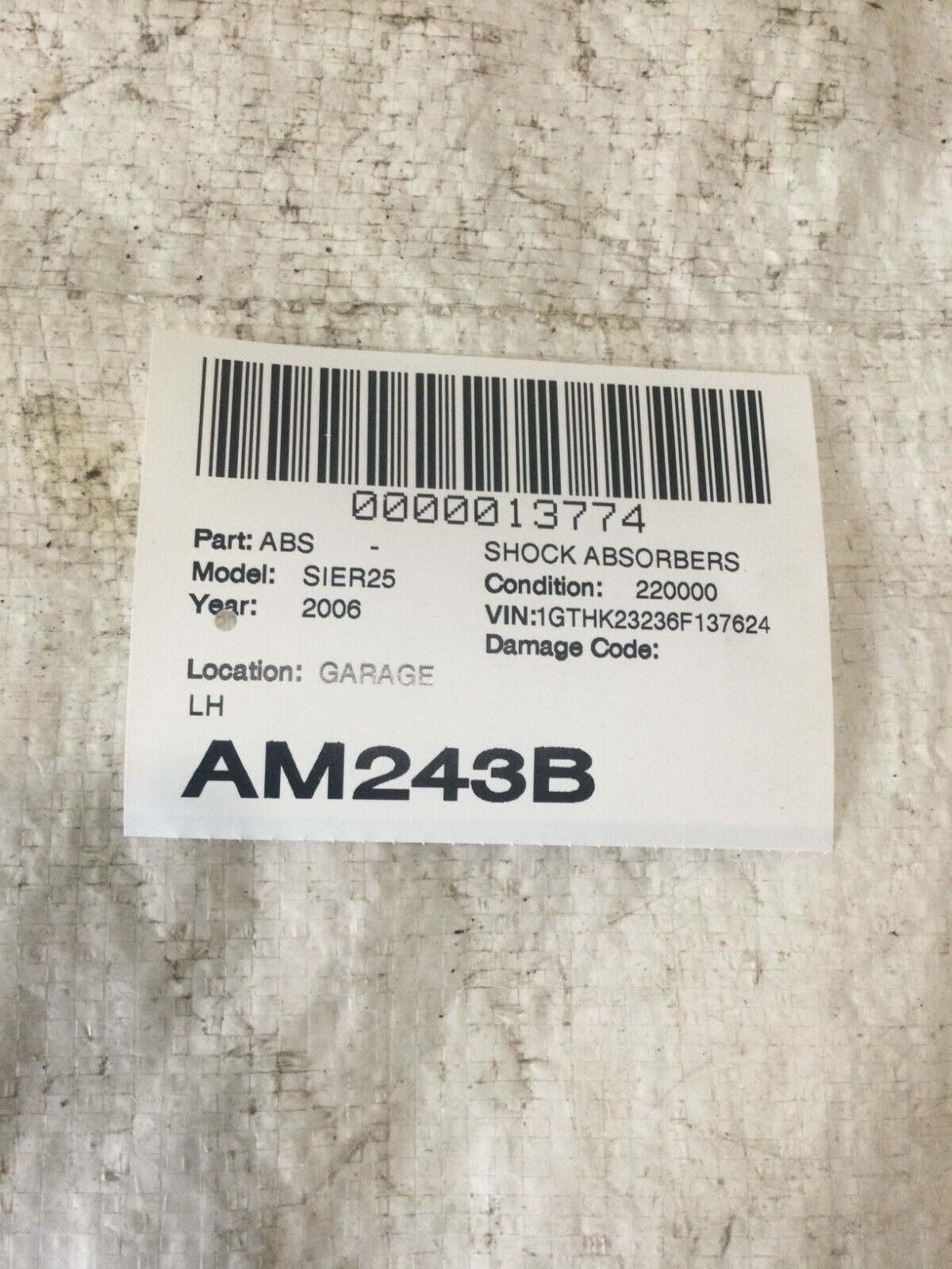 2006 GMC Sierra 2500 Left Rear Shock Absorber OEM