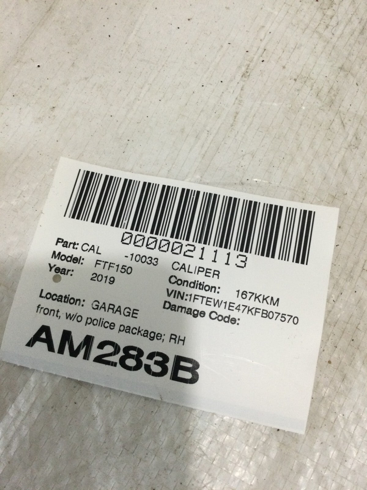 2019 Ford F-150 F150 Front Right Brake Caliper W/O Police PackageOEM 2015-2019