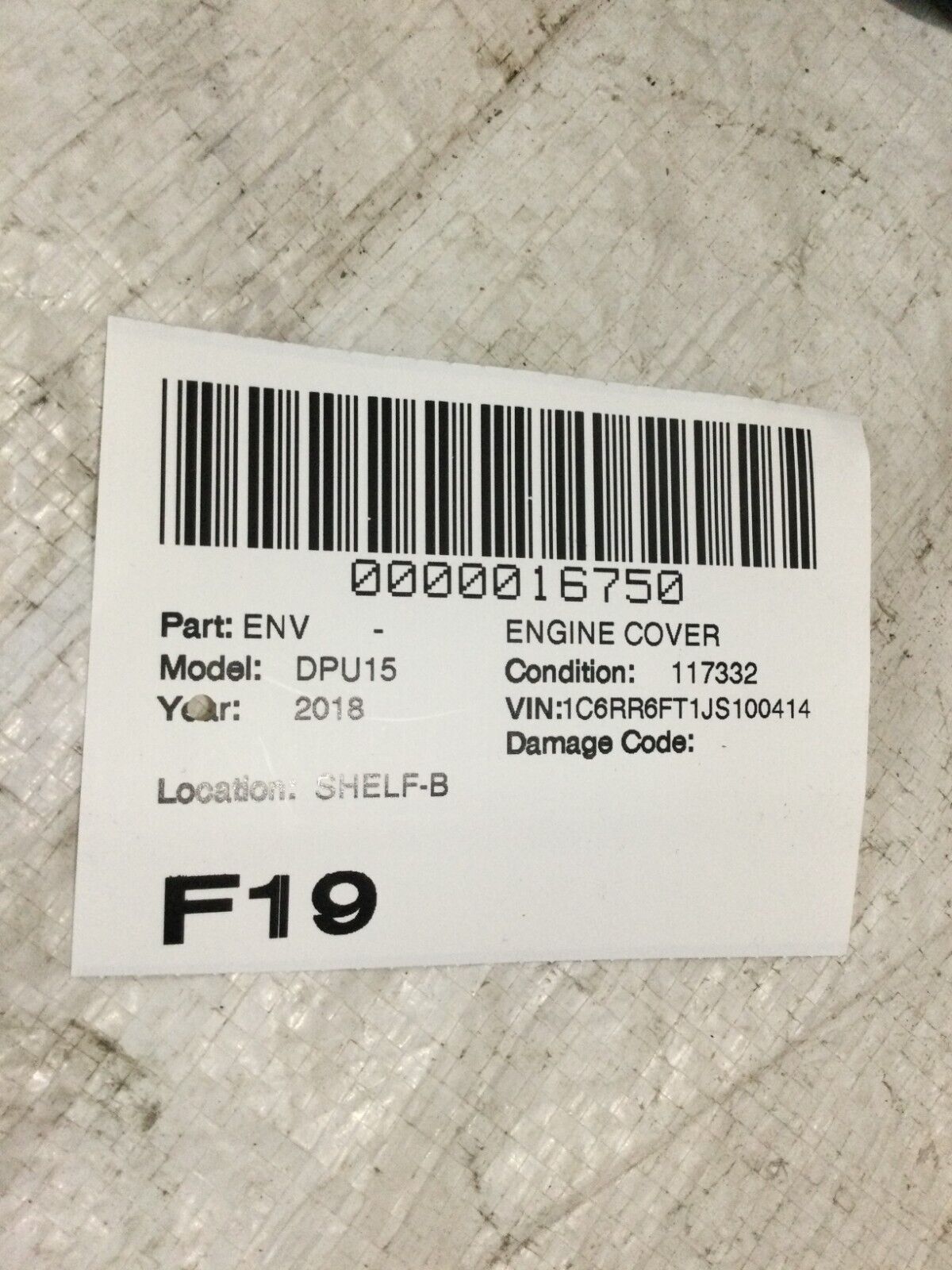 2018 RAM 1500 Engine Appearance Cover OEM
