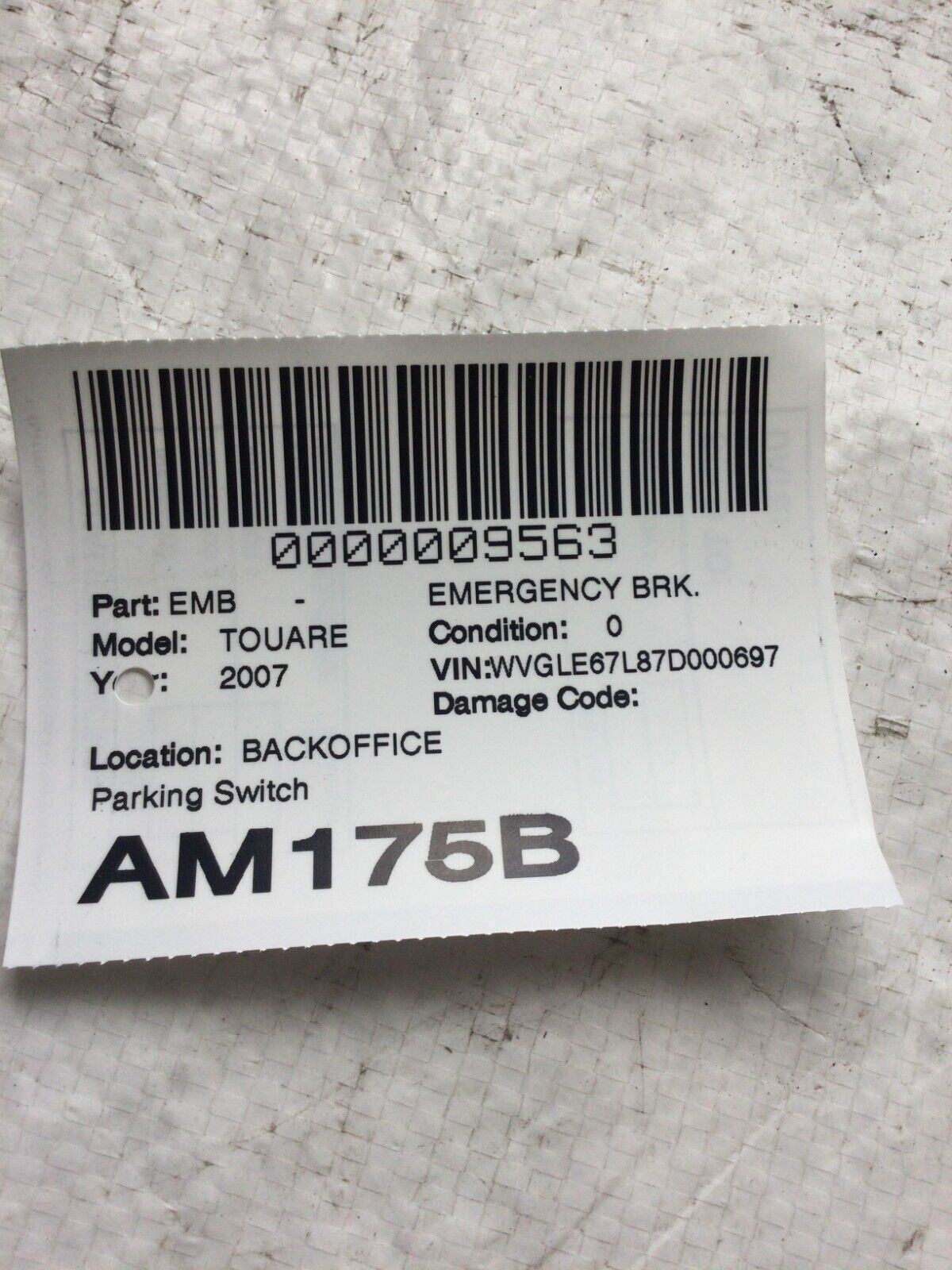 Volkswagen Touareg 2007 Parking (PDC) sensor switch 7L6919281A