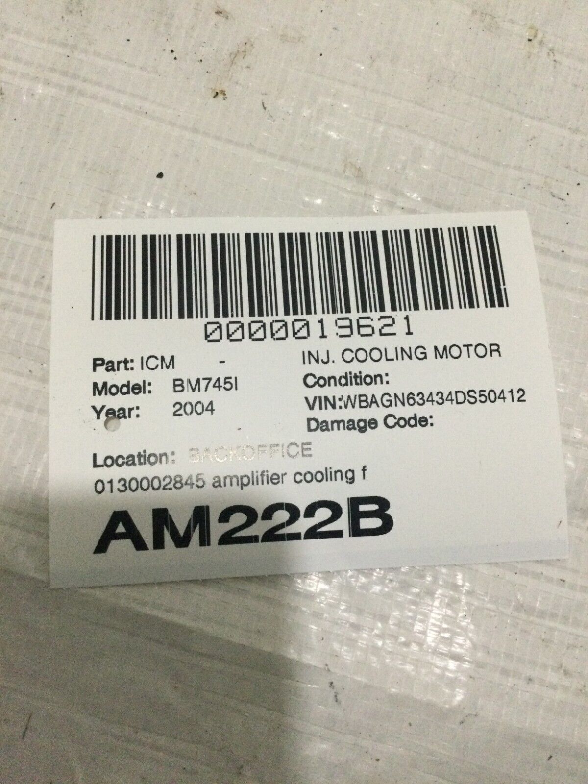 2004 BMW 745I GPS DVD Player Cooling Fan Motor 6932273 OEM